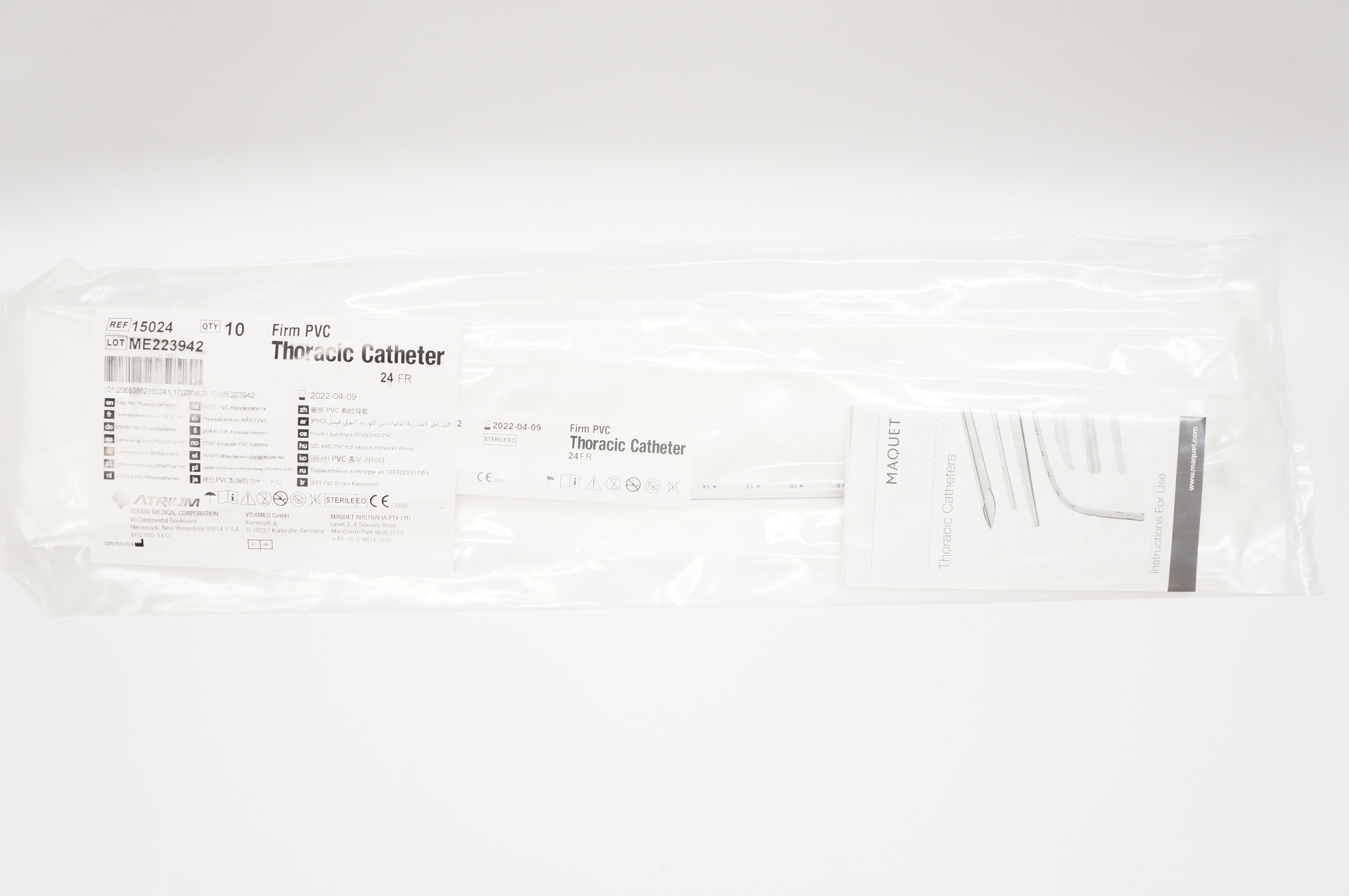 Atrium 15024 Firm PVC Thoracic Cath. 24FR