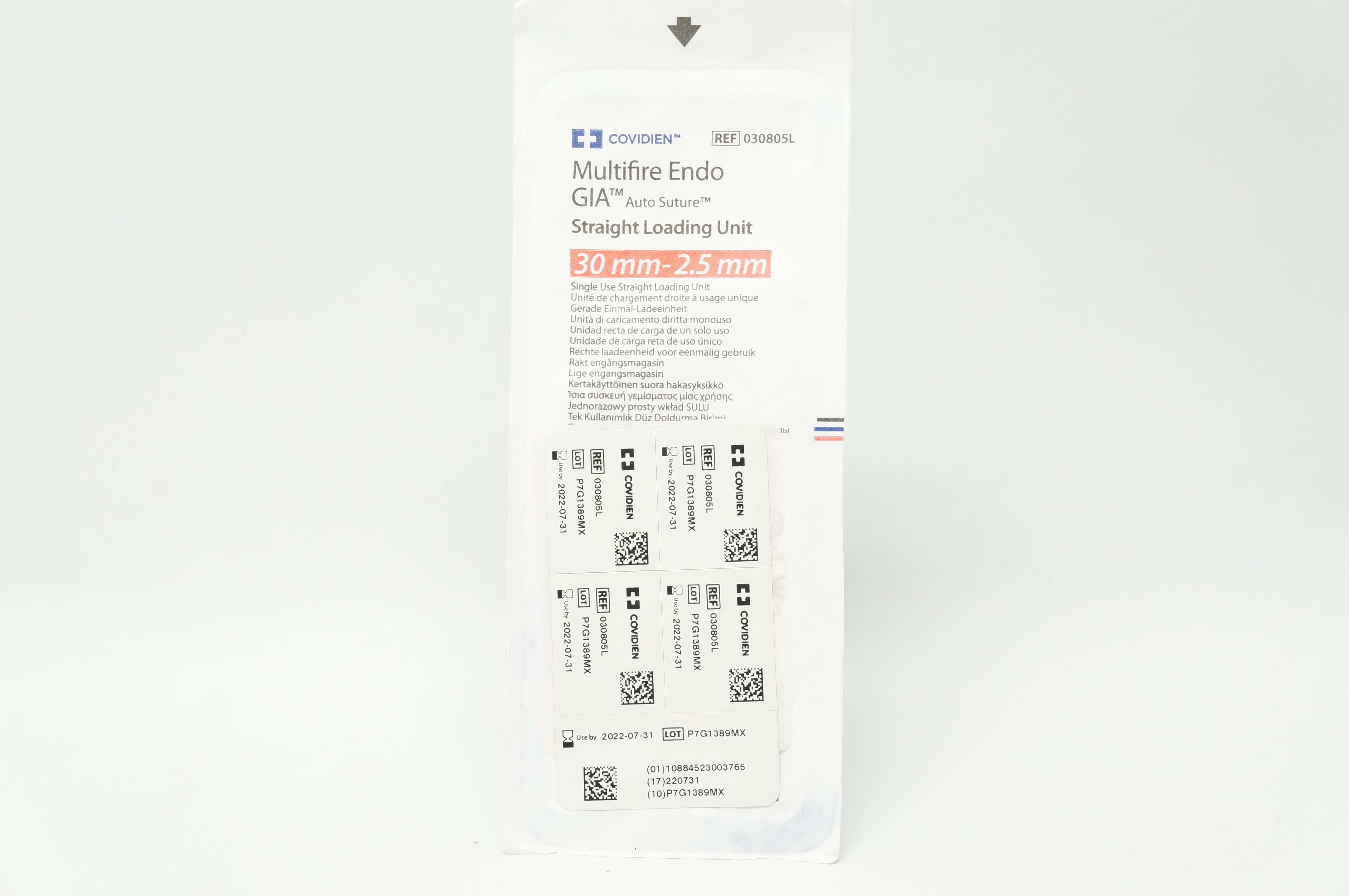 Covidien 030805L Multifire Endo GIA Auto Suture Straight Loading Unit 30mm-2.5mm