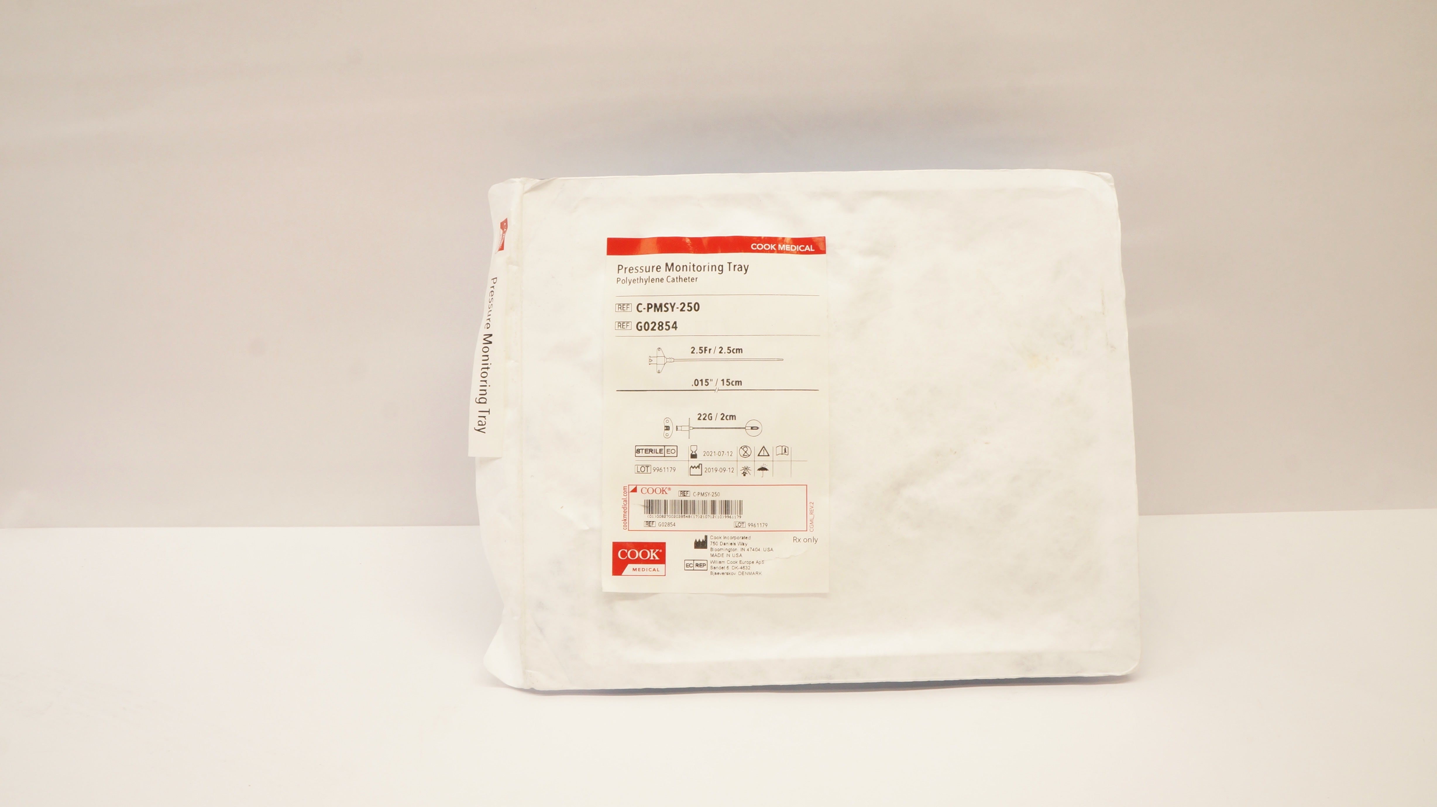 Cook Medical G02854 Pressure Monitoring Tray 2.5Fr x 015inch x 22G (x)