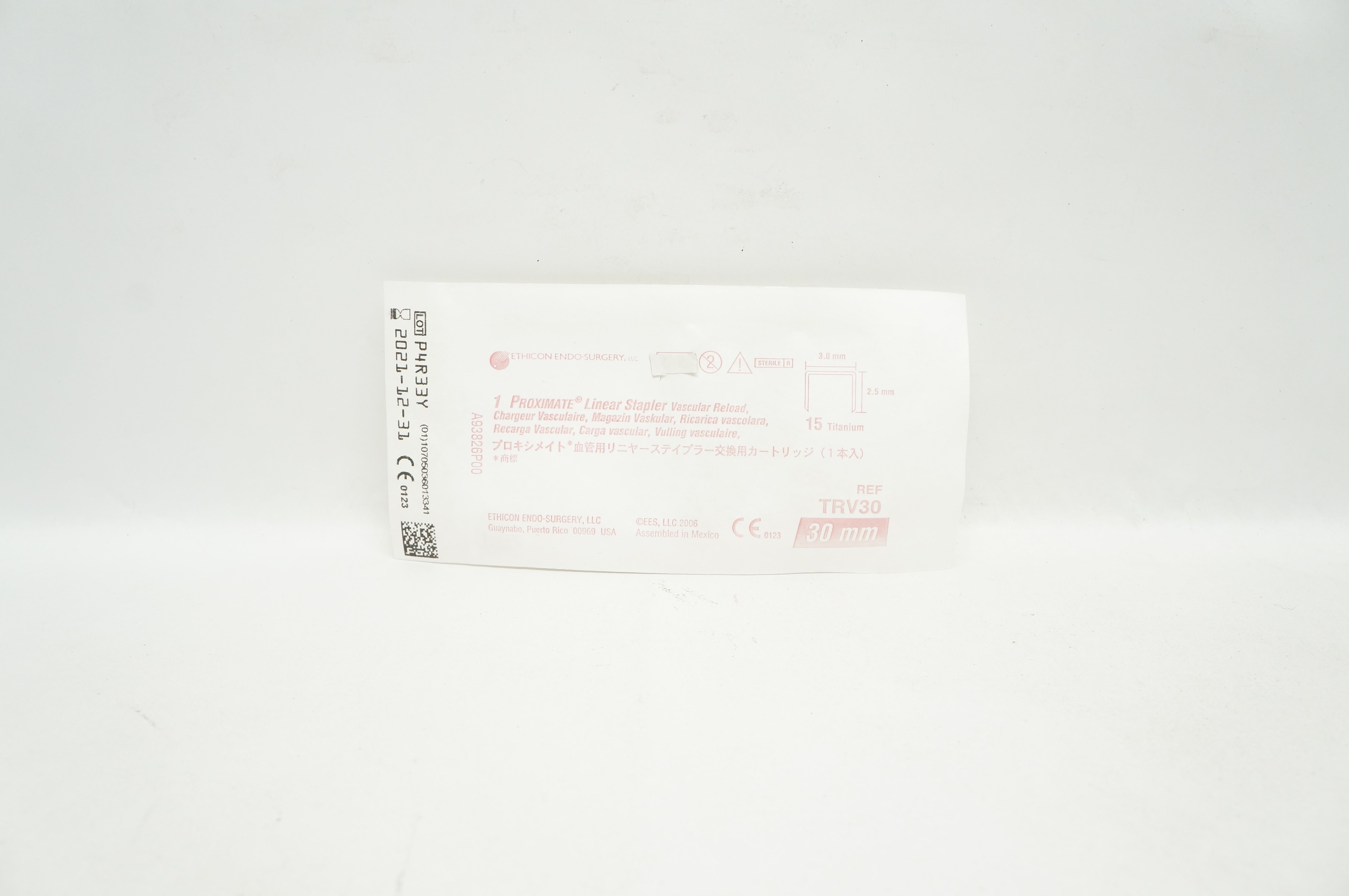 Ethicon TRV30 1Proximate Linear Stapler Vascular 15 Titanium Reload 3.0 x 2.5mm