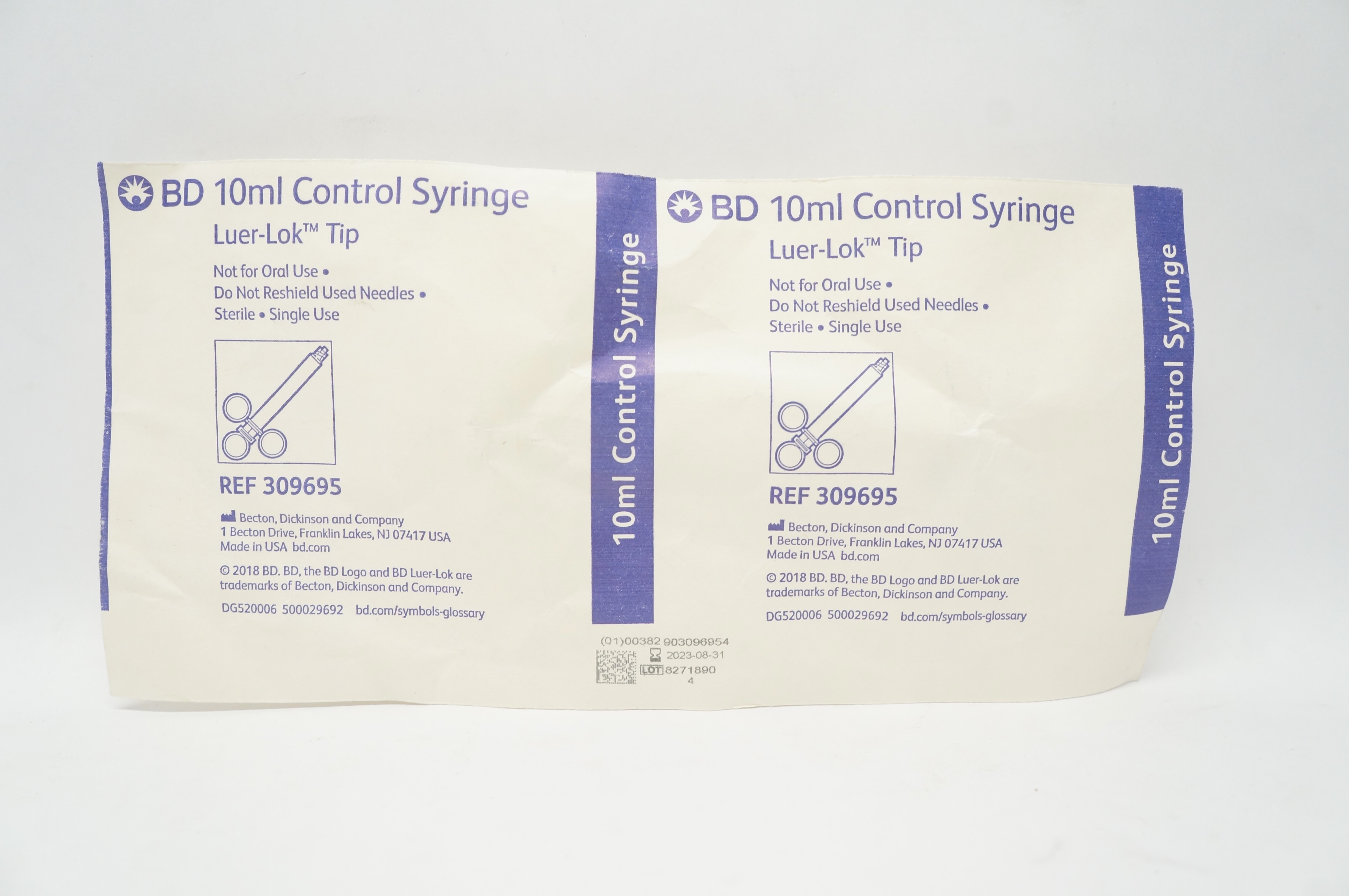 BD 309695 Luer-Lok Tip Control Syringe 10ml