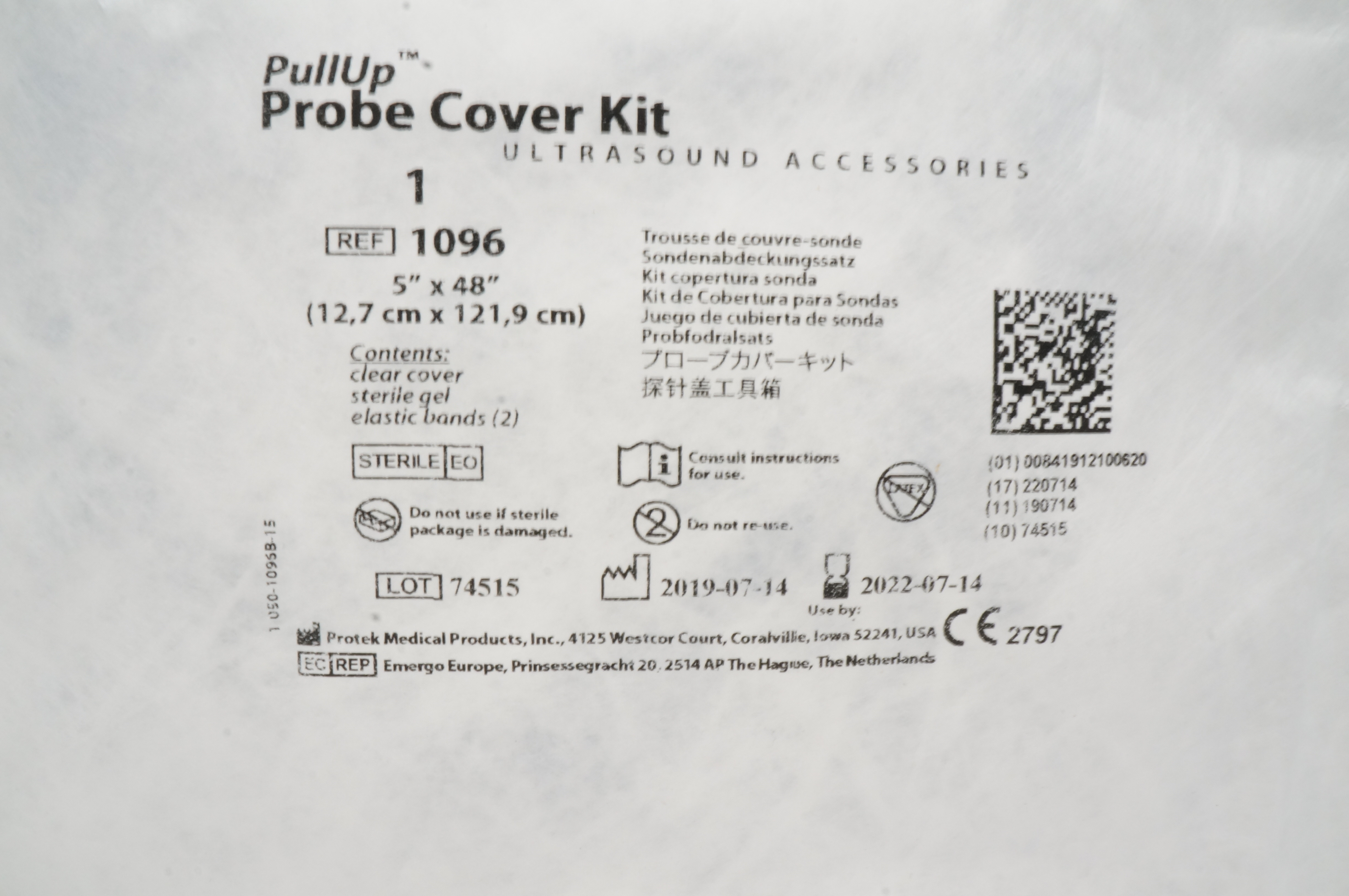 Protek Medical 1096 PullUp Probe Cover Kit 5 inch x 48 inch