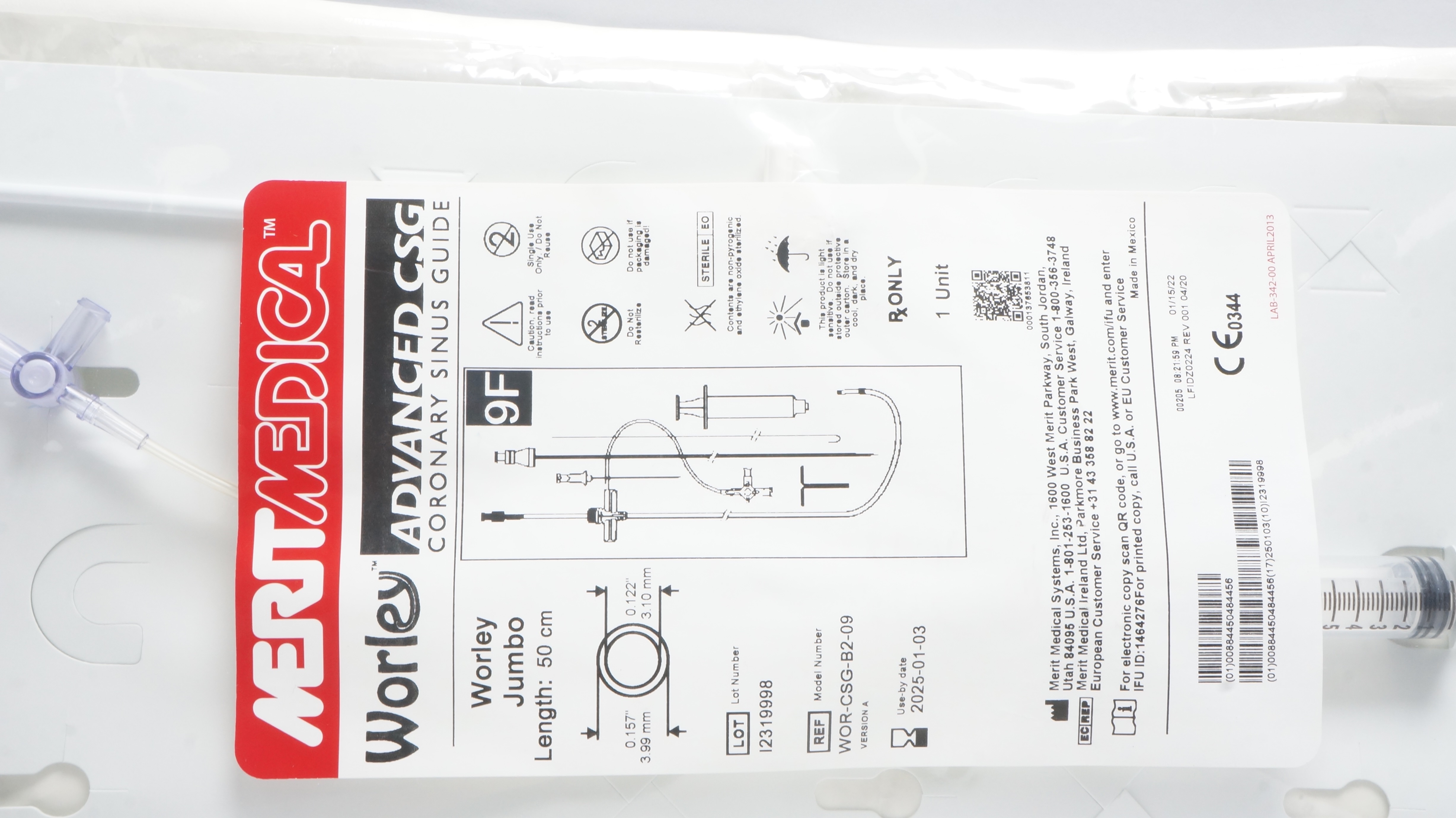 Merit Medical WOR-CSG-B2-09 Worley Advanced Coronary Sinus Guide 9F x 50cm (x)