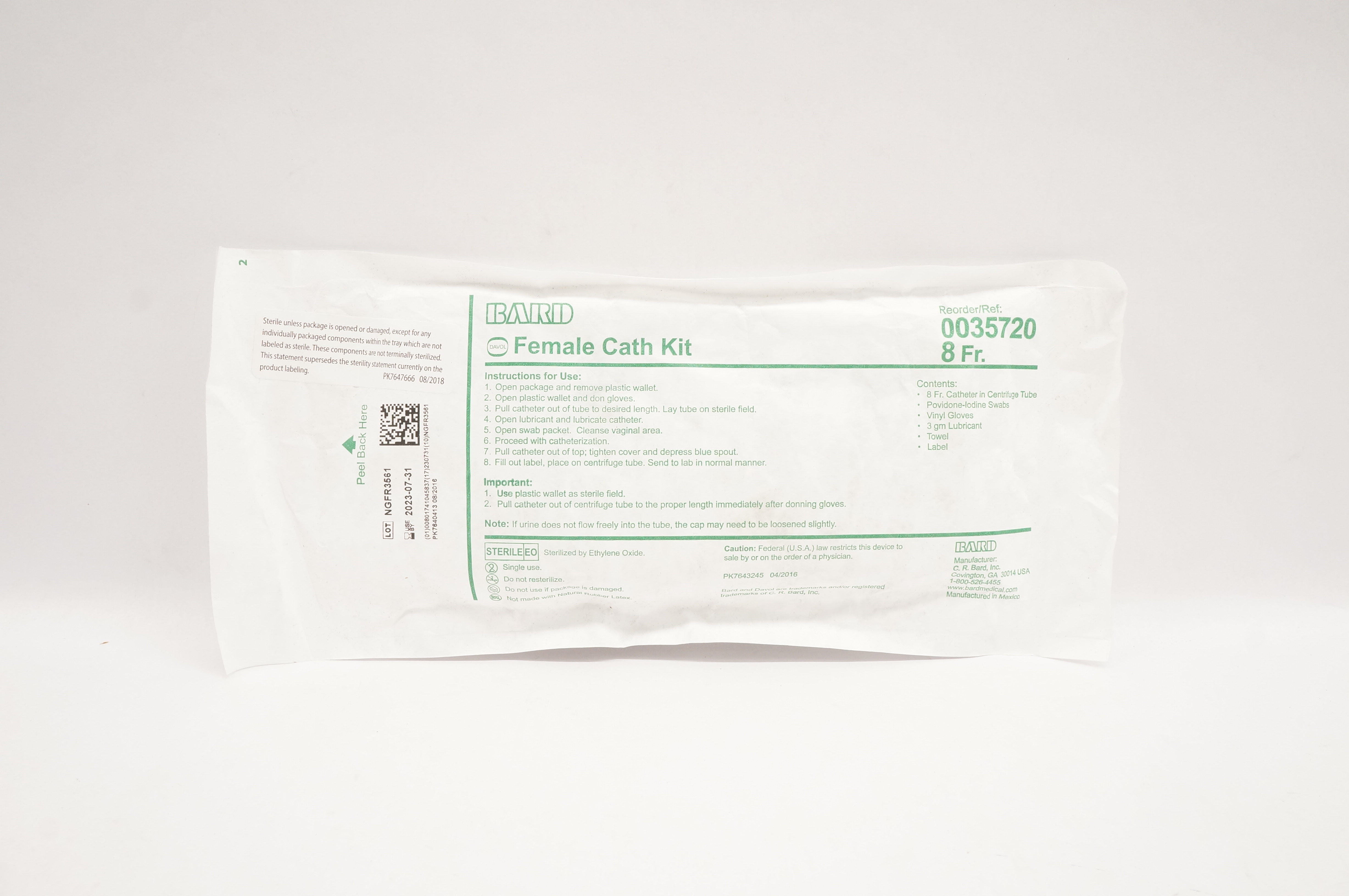 Bard 0035720 Female Cath. Kit 8Fr. (x)