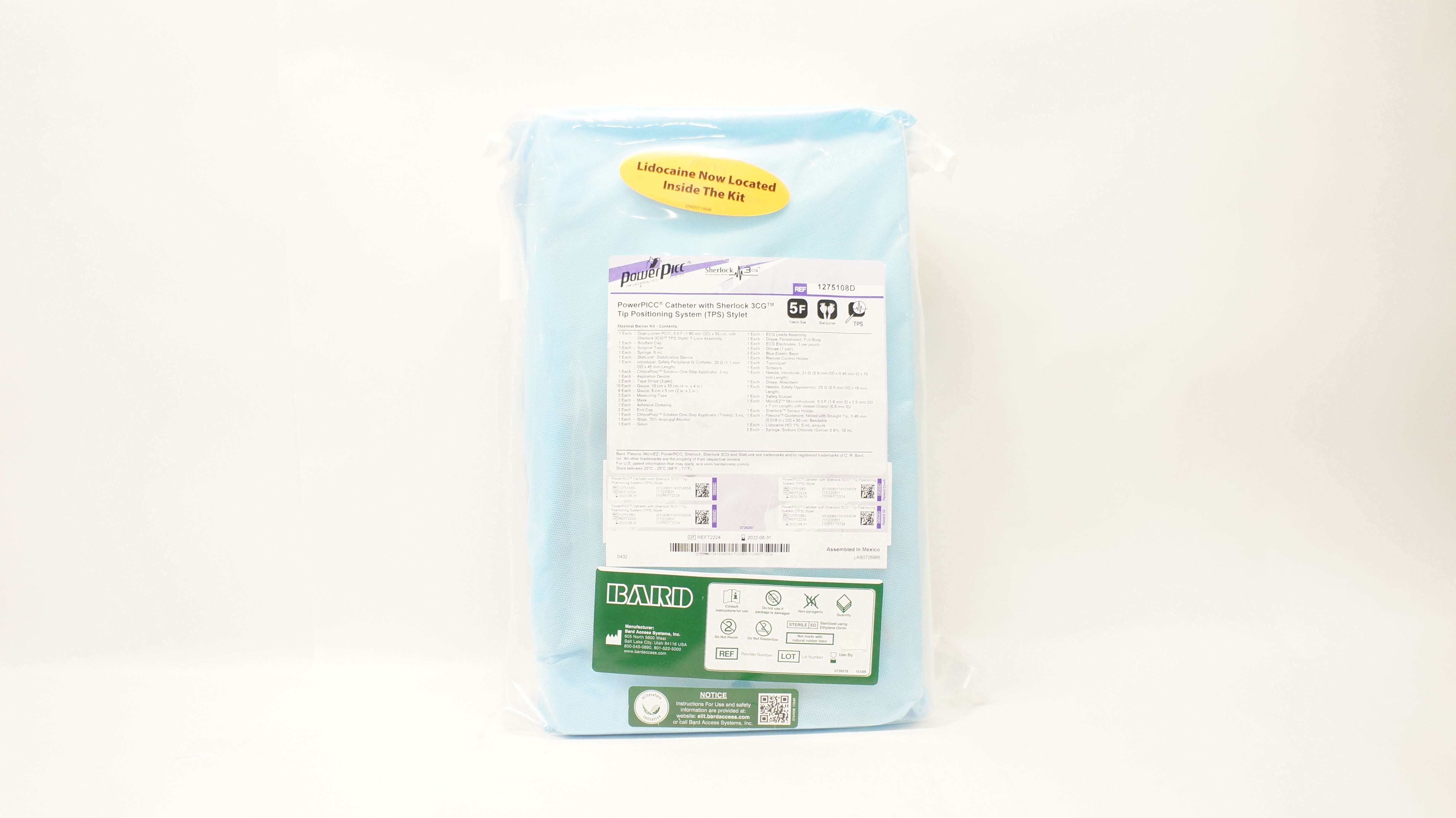 Bard 1275108D PowerPicc Cath. w/Sherlock 3CG TPS Stylet, 5F