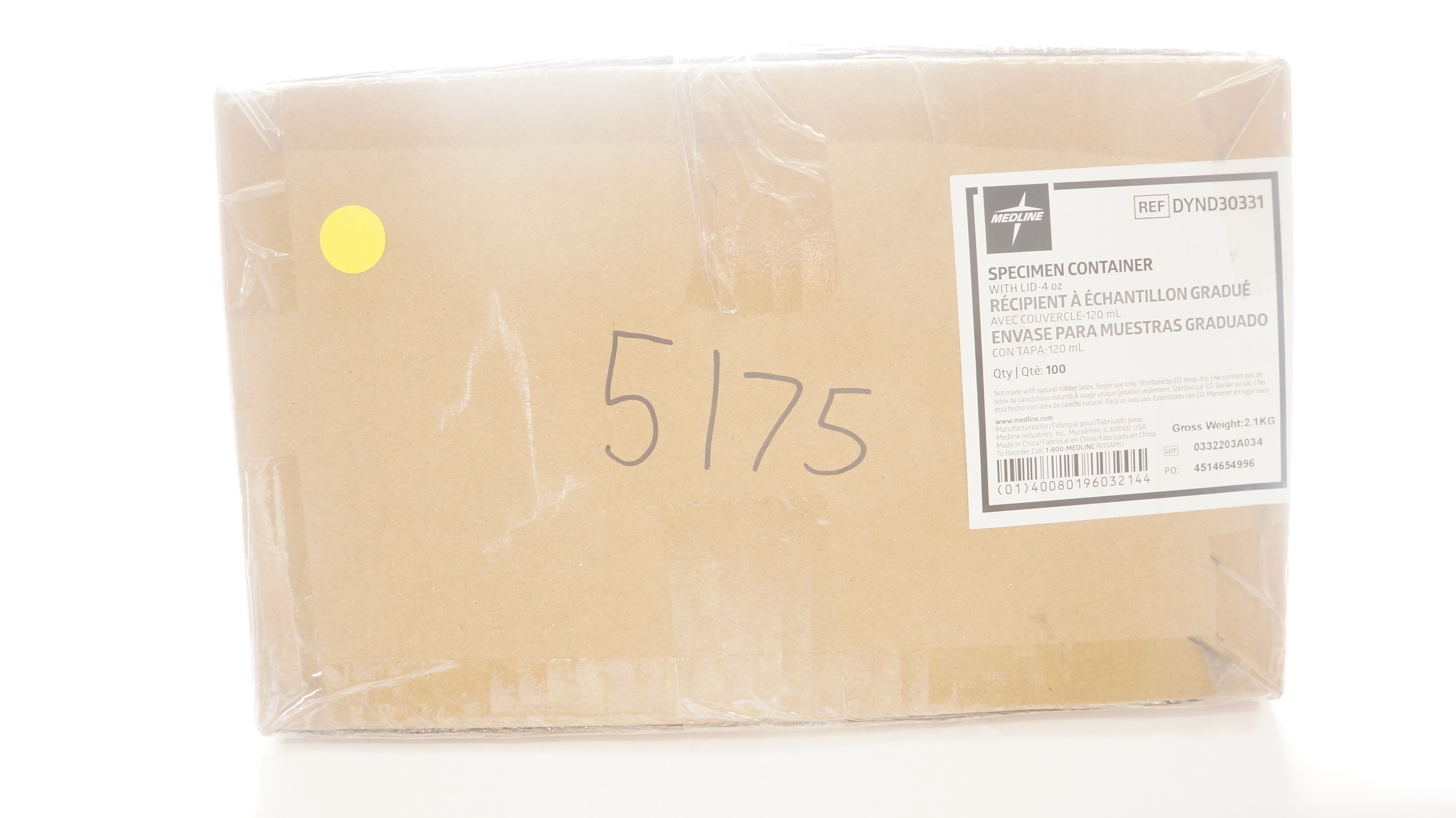 Medline DYND30331 Specimen Container LID-4oz. - Case of 100