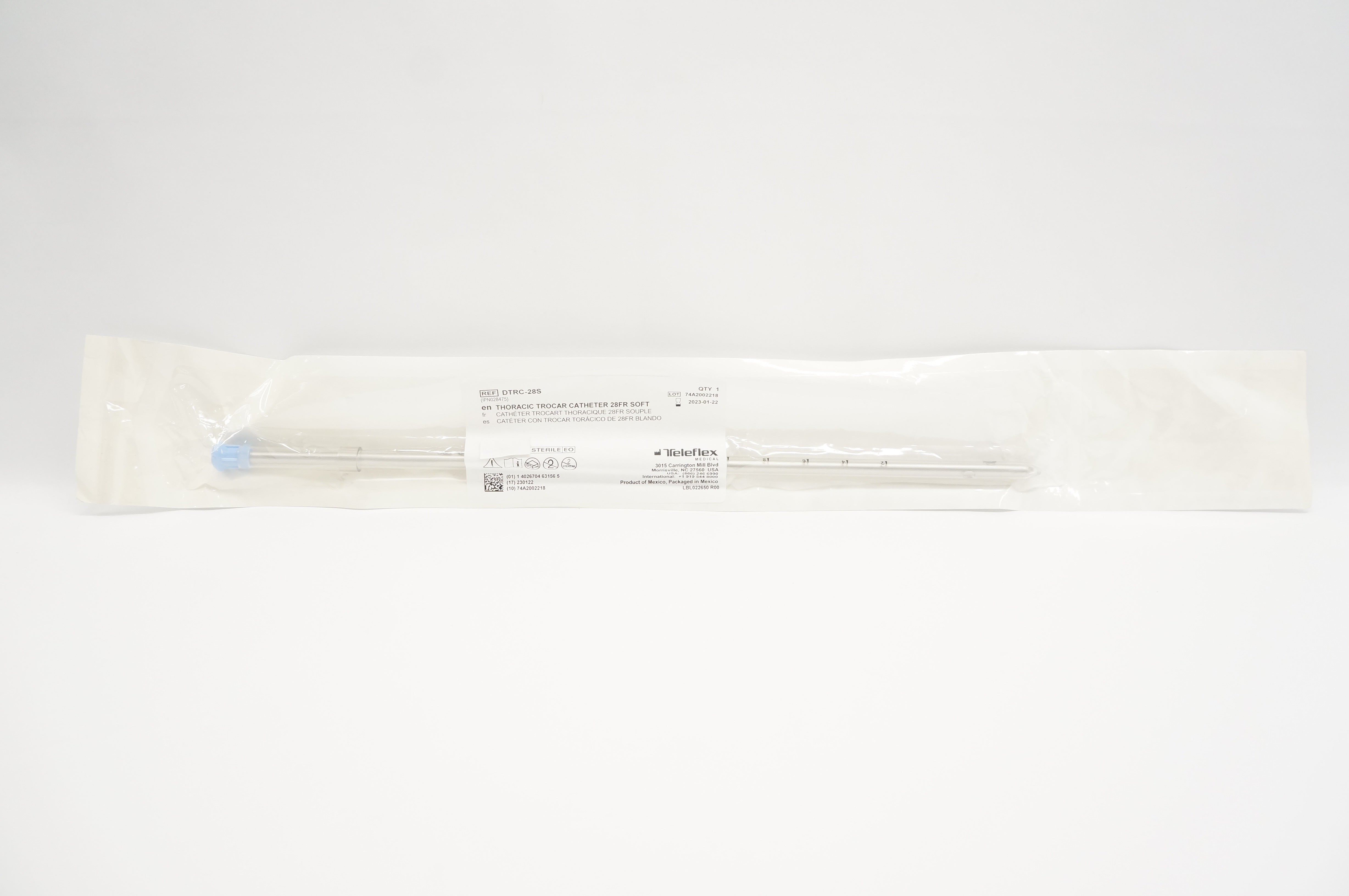 Teleflex DTRC-28S Thoracic Trocar Cath. 25Fr Soft (x)