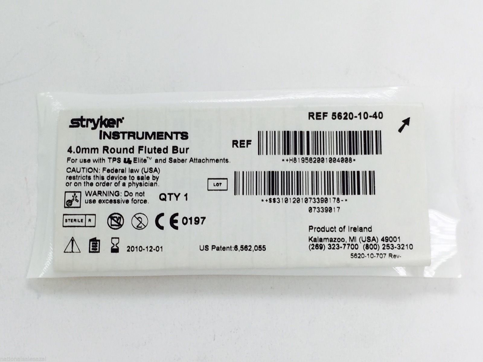 5620-10-40 ~ Stryker Round Fluted Bur 4.0mm (x)