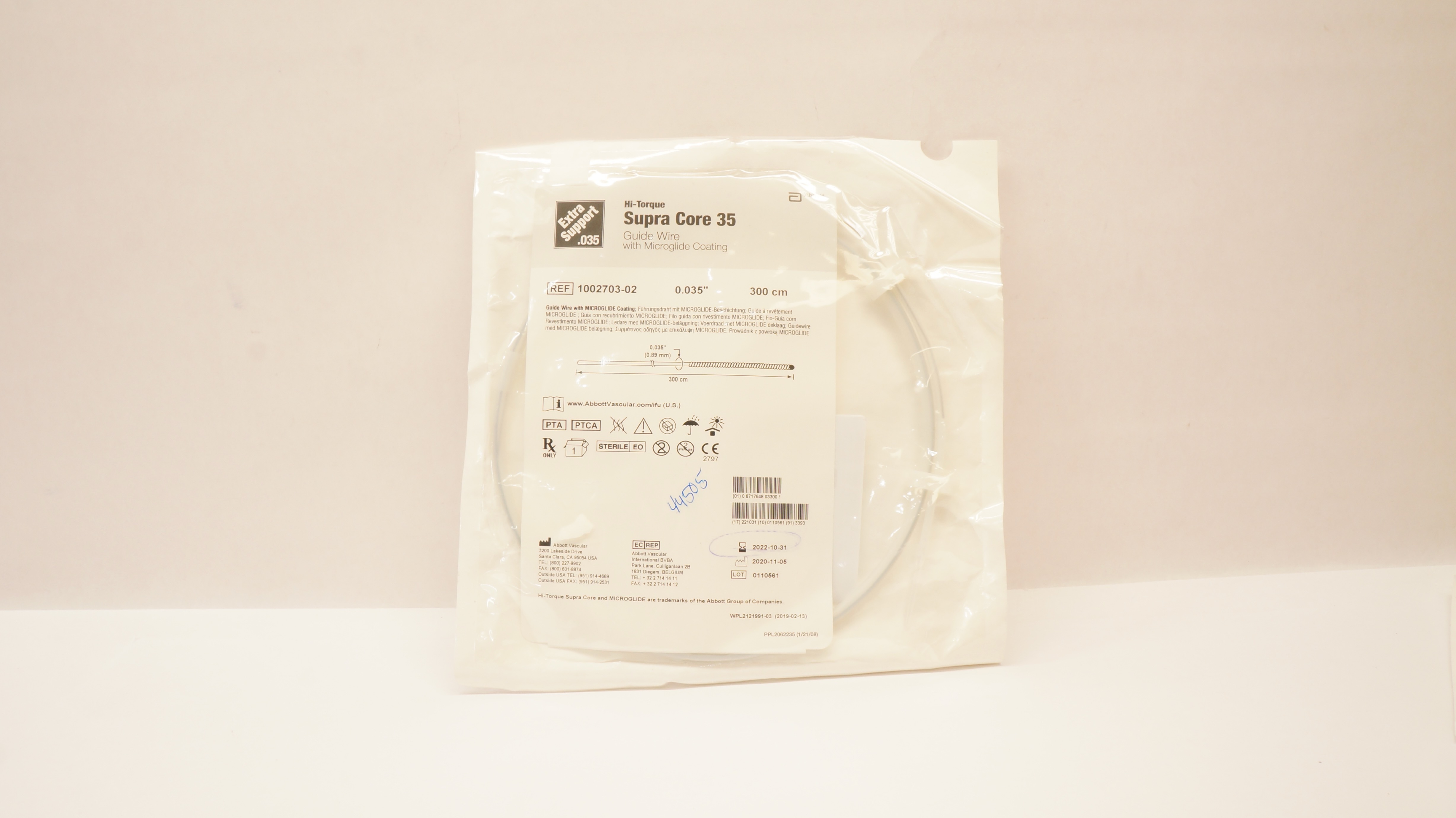 Abbott 1002703-02 Hi-Torque Sipra Core 35 Guide Wire 0.035inch x 300cm (x)