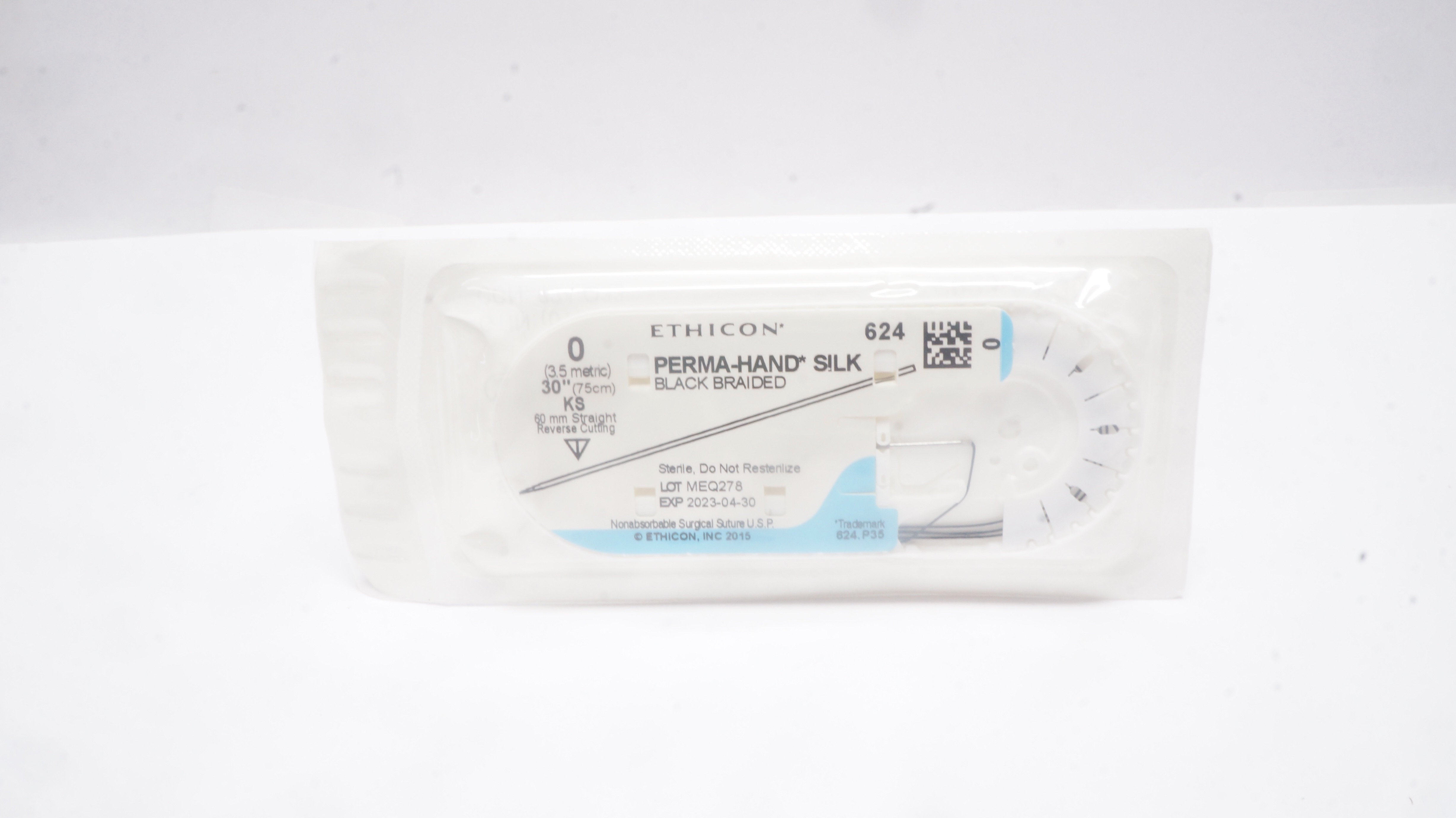 Ethicon 624 0 PERMA-HAND SILK Stre, KS 60mm Straight Reverse Cutting, 30inch (x)