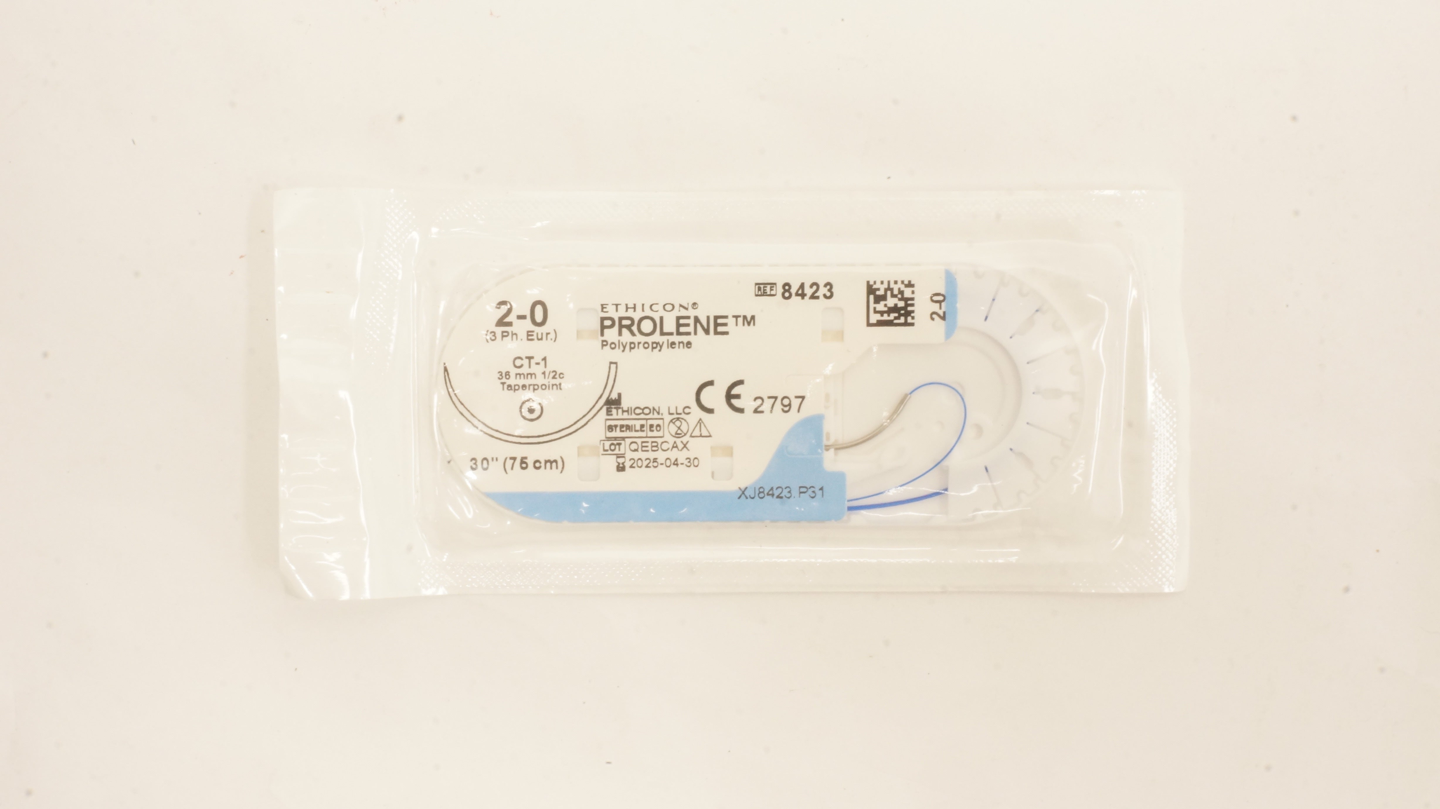 Ethicon 8423 2-0 PROLENE Polypropylene CT-1, 36mm 1/2c Taperpoint, 30inch