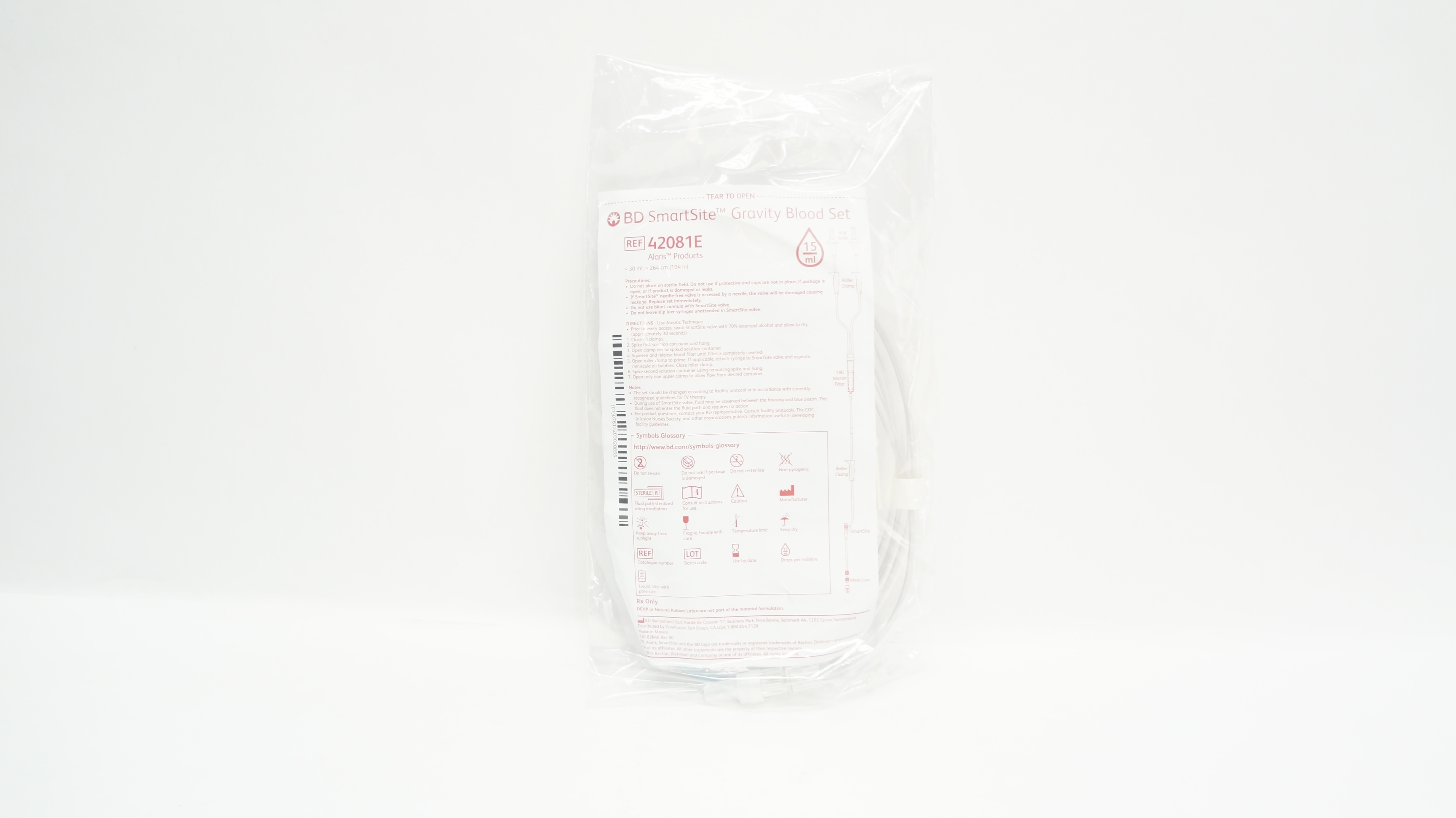 BD 42081E SmartSite Blood Set, 15Drops 30ml x 104inch (x)