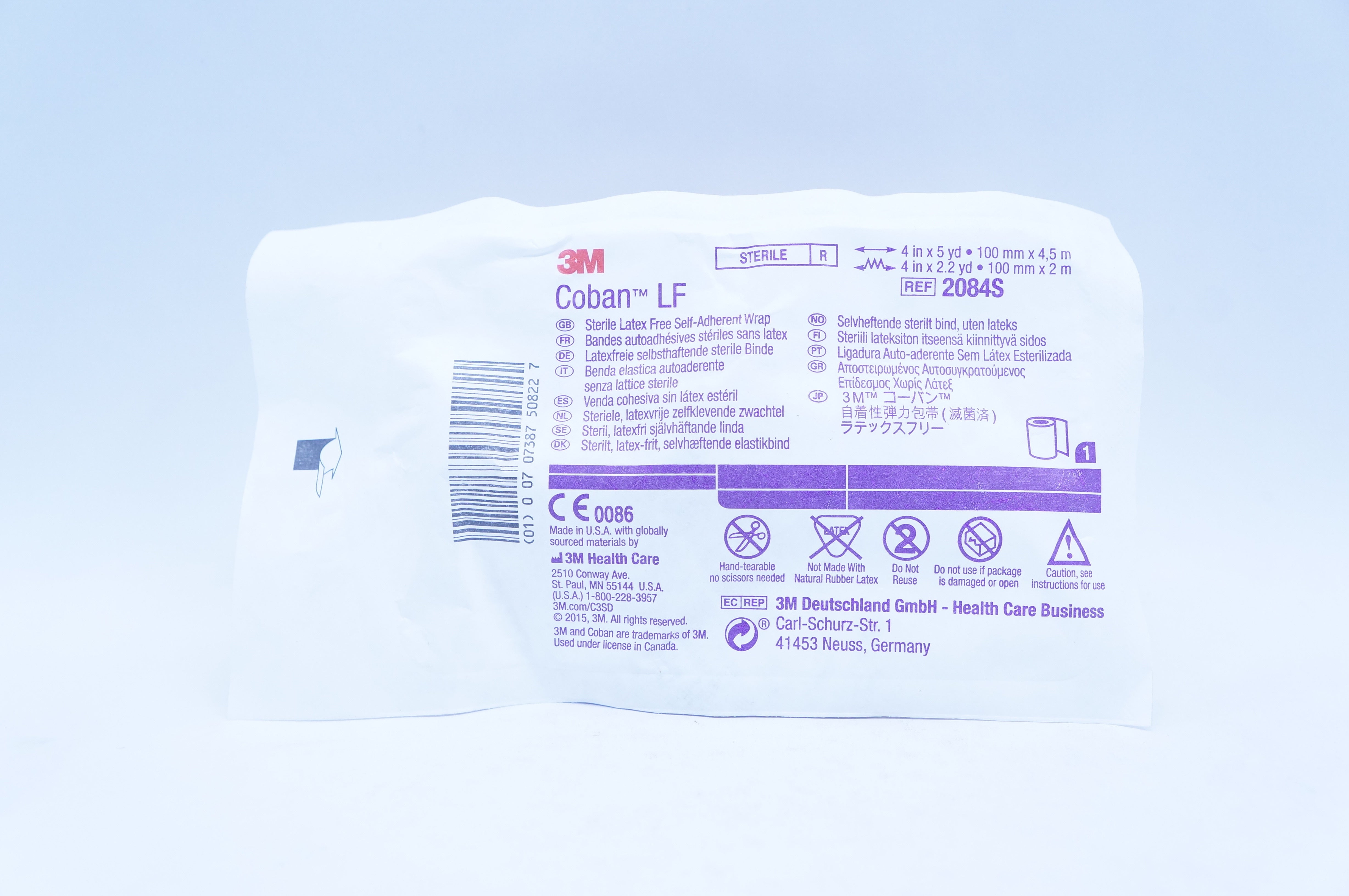 3M 2084S Coban LF Sterile Latex Free Self-Adherent Wrap 4in. x 5yd.