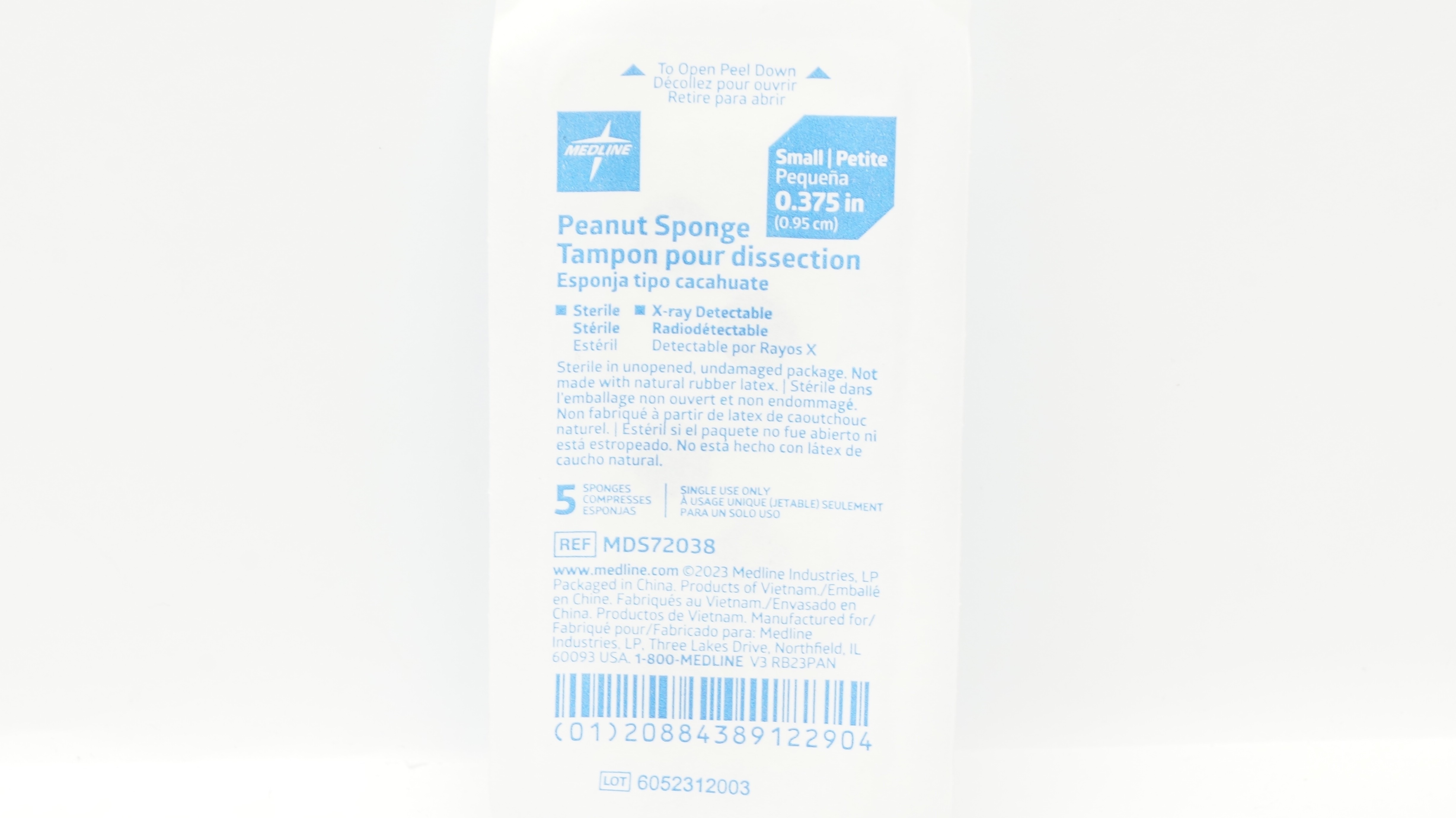 Medline MDS72038 Peanut Sponge Small 0.375inch  - Pack of 5