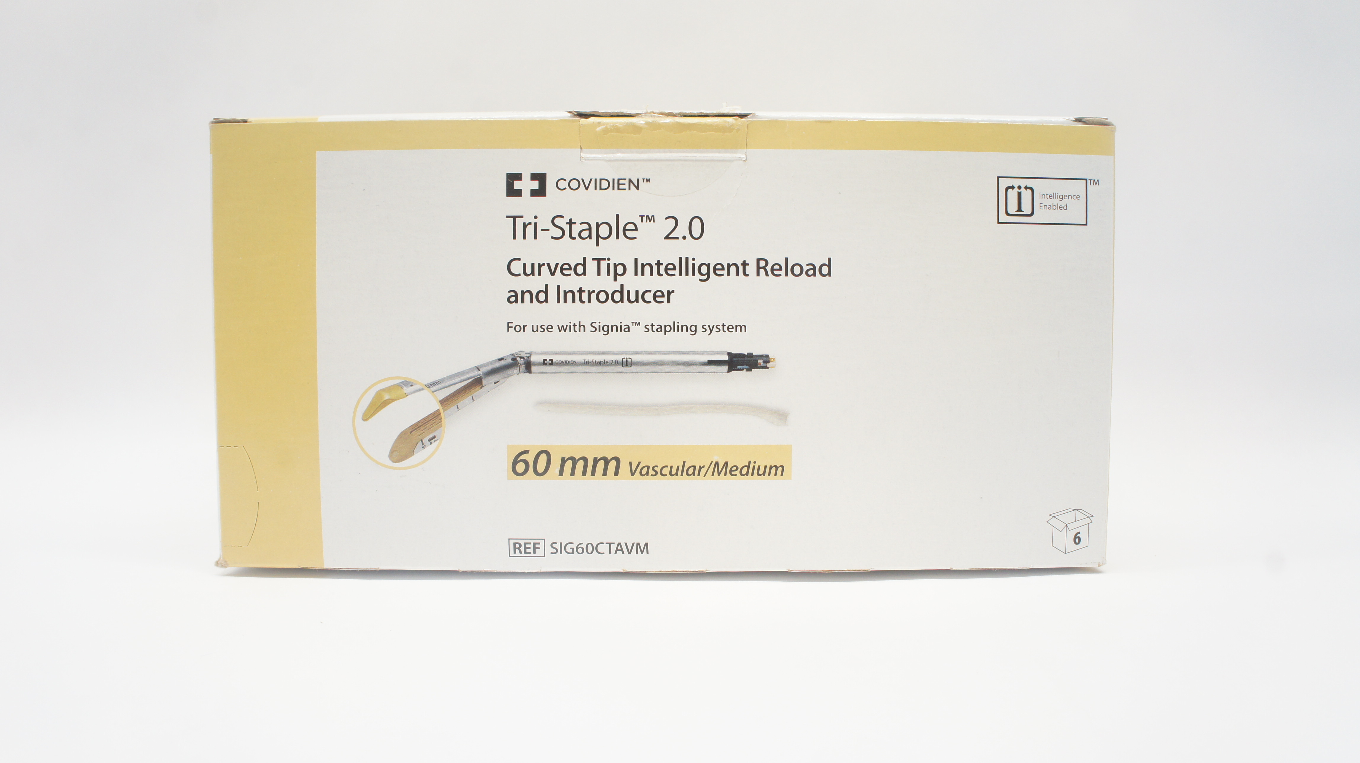 Covidien SIG60CTAVM Tri-Staple 2.0 Curved Tip Intelligent Reload and Introducer 60mm Vascular/Medium ~ Box of 6