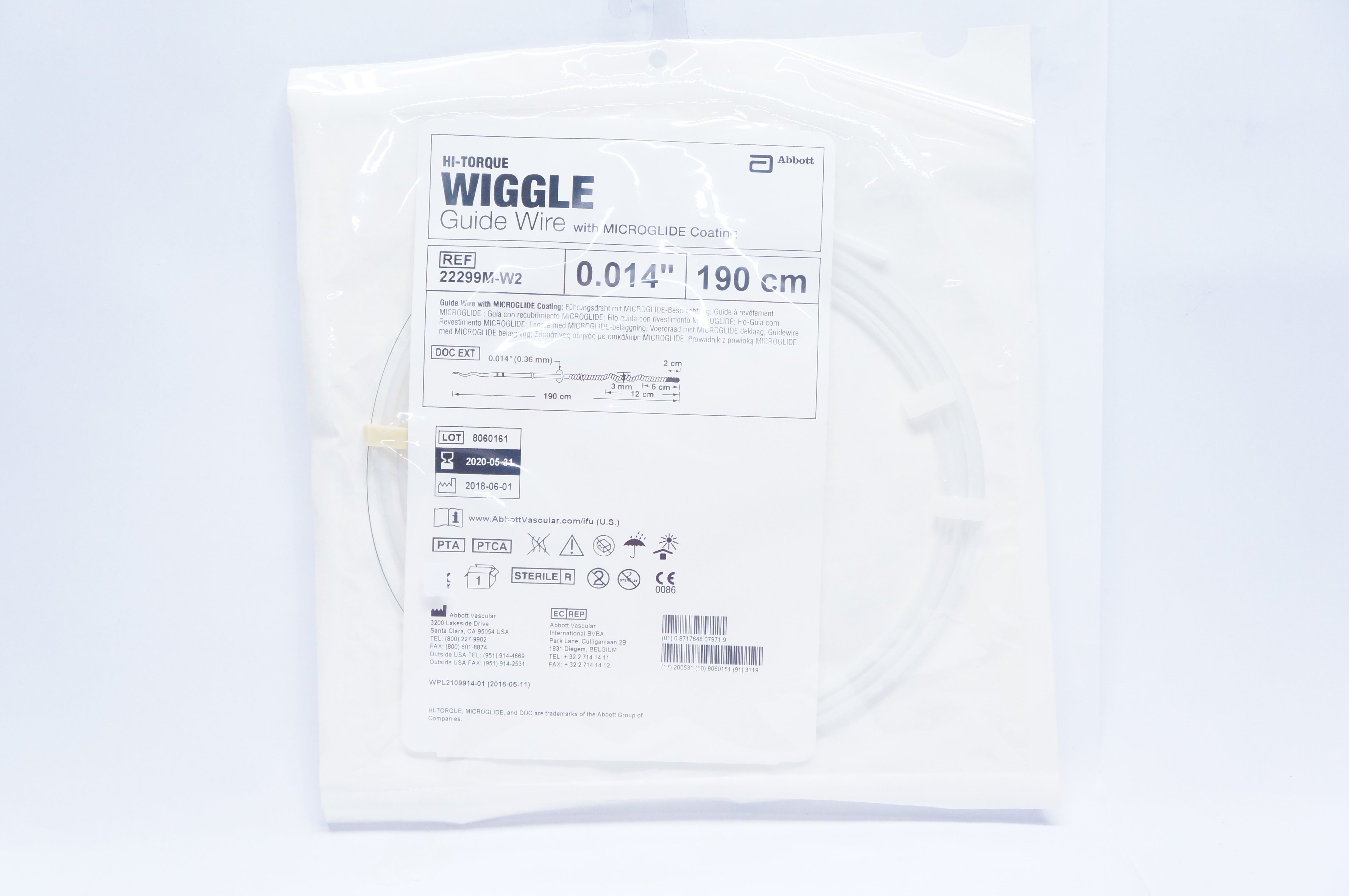 Abbott 22299M-W2 Hi-Torque Wiggle Guide Wire 0.014inch x 190cm (x)