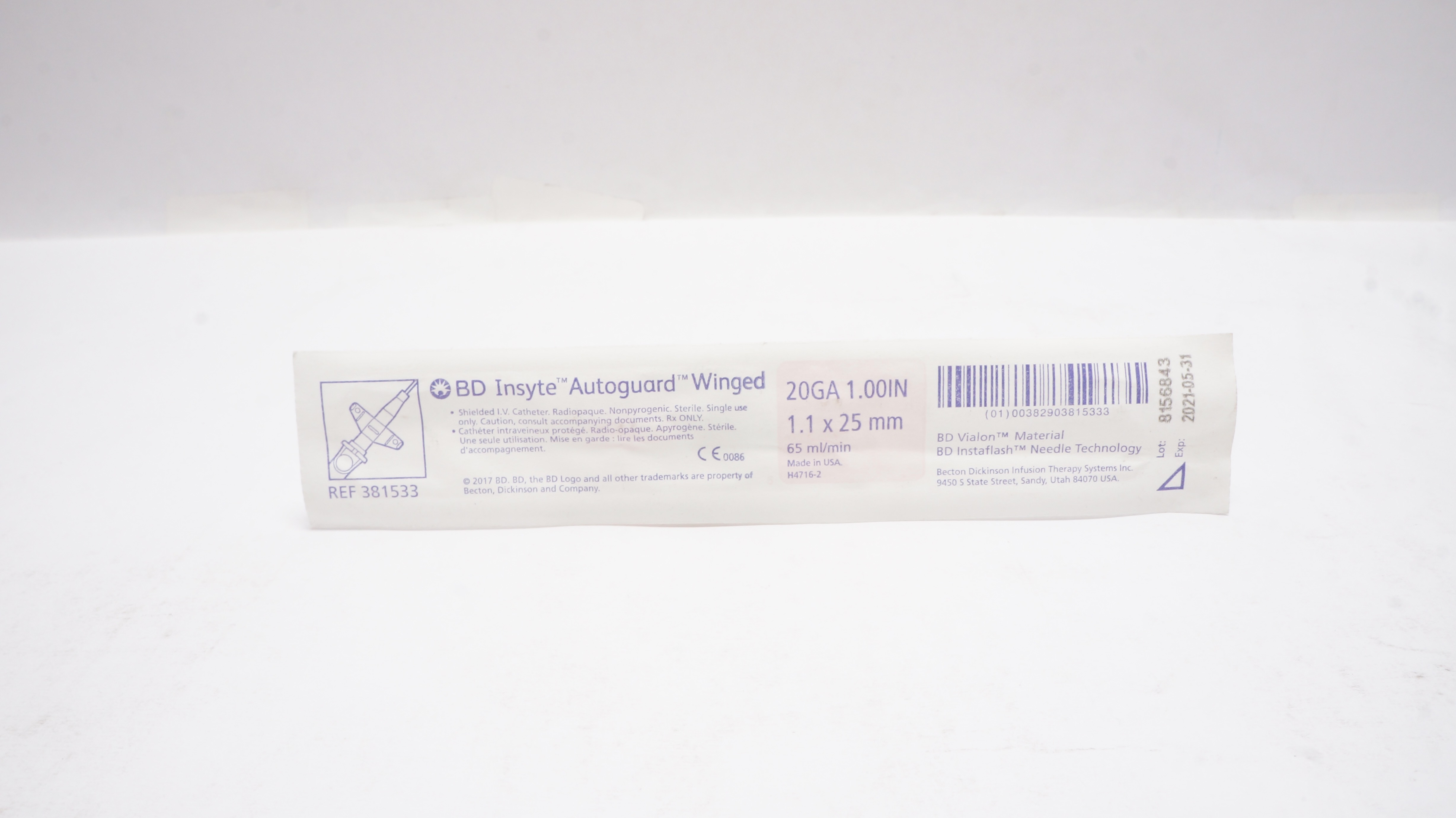 BD 381533 Shielded IV Cath. Insyte Autoguard Winged 20Ga x 1inch (x)