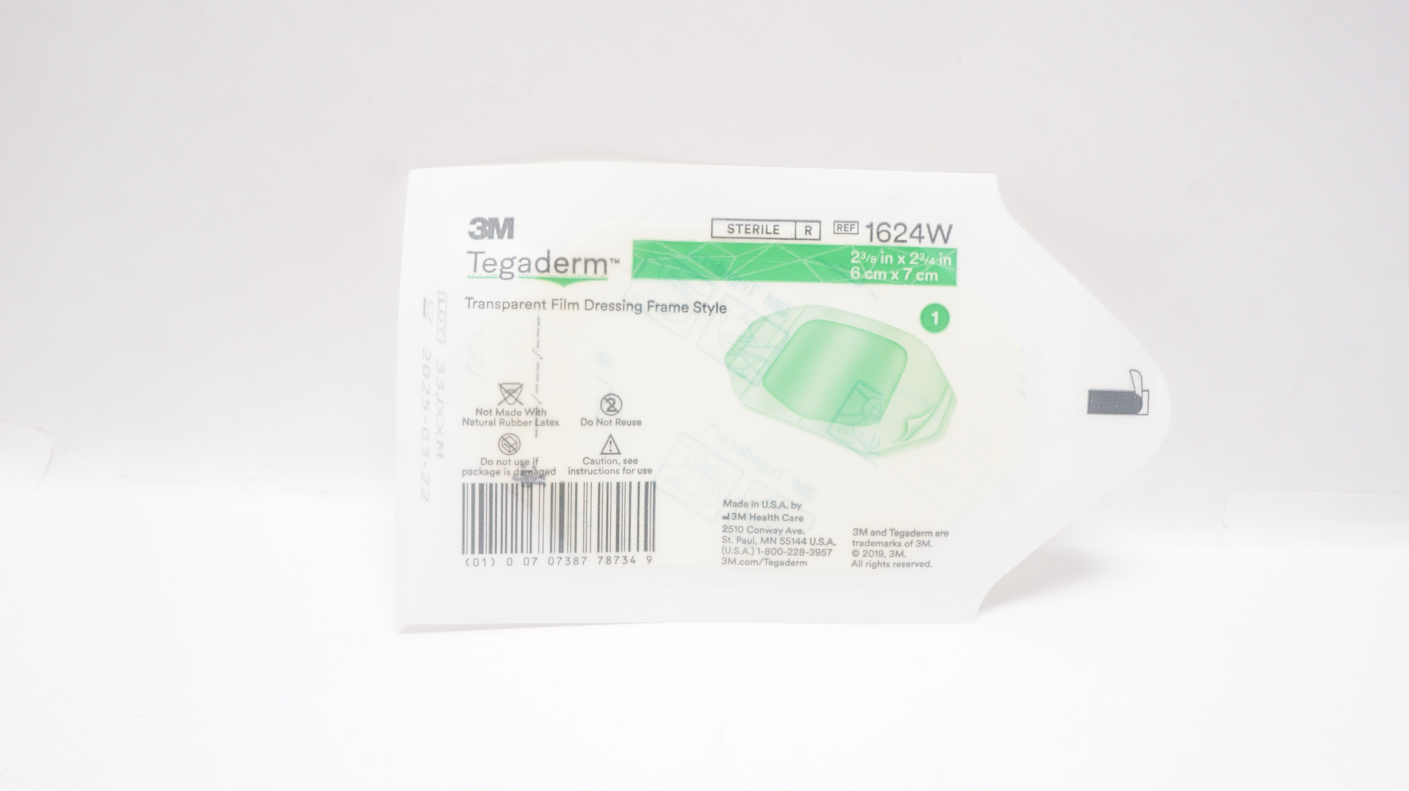 3M 1624W Tegaderm Transparent Film Dressing Frame 2-3/8inch x 2-3/4inch