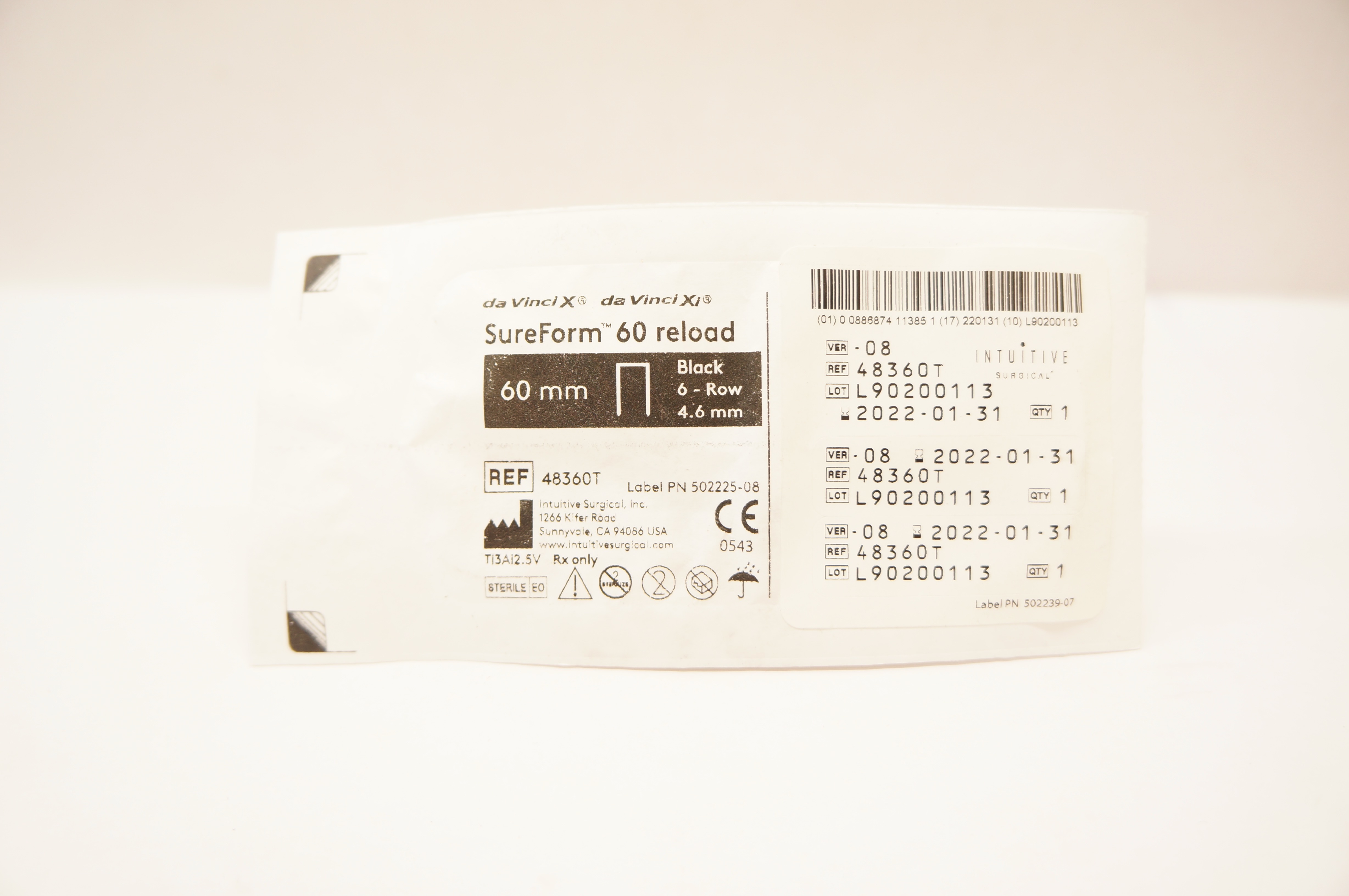 Intuitive 48360T da Vinci X Xi SureForm Stapler 60mm Reload 6-Row 4.6mm (x)