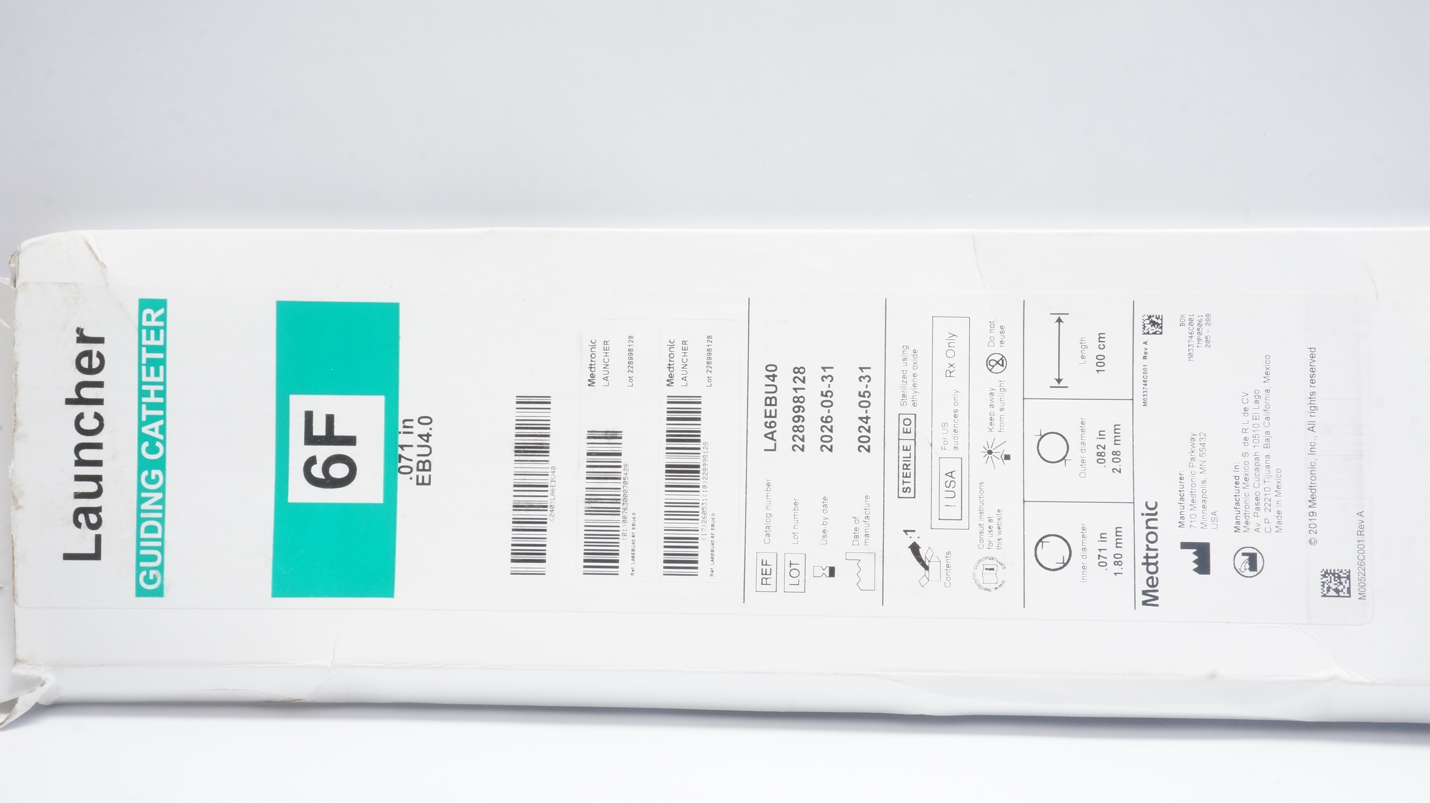 Medtronic LA6EBU40A Launcher Guiding Cath. EBU4.0 6F x .071inch x 110cm