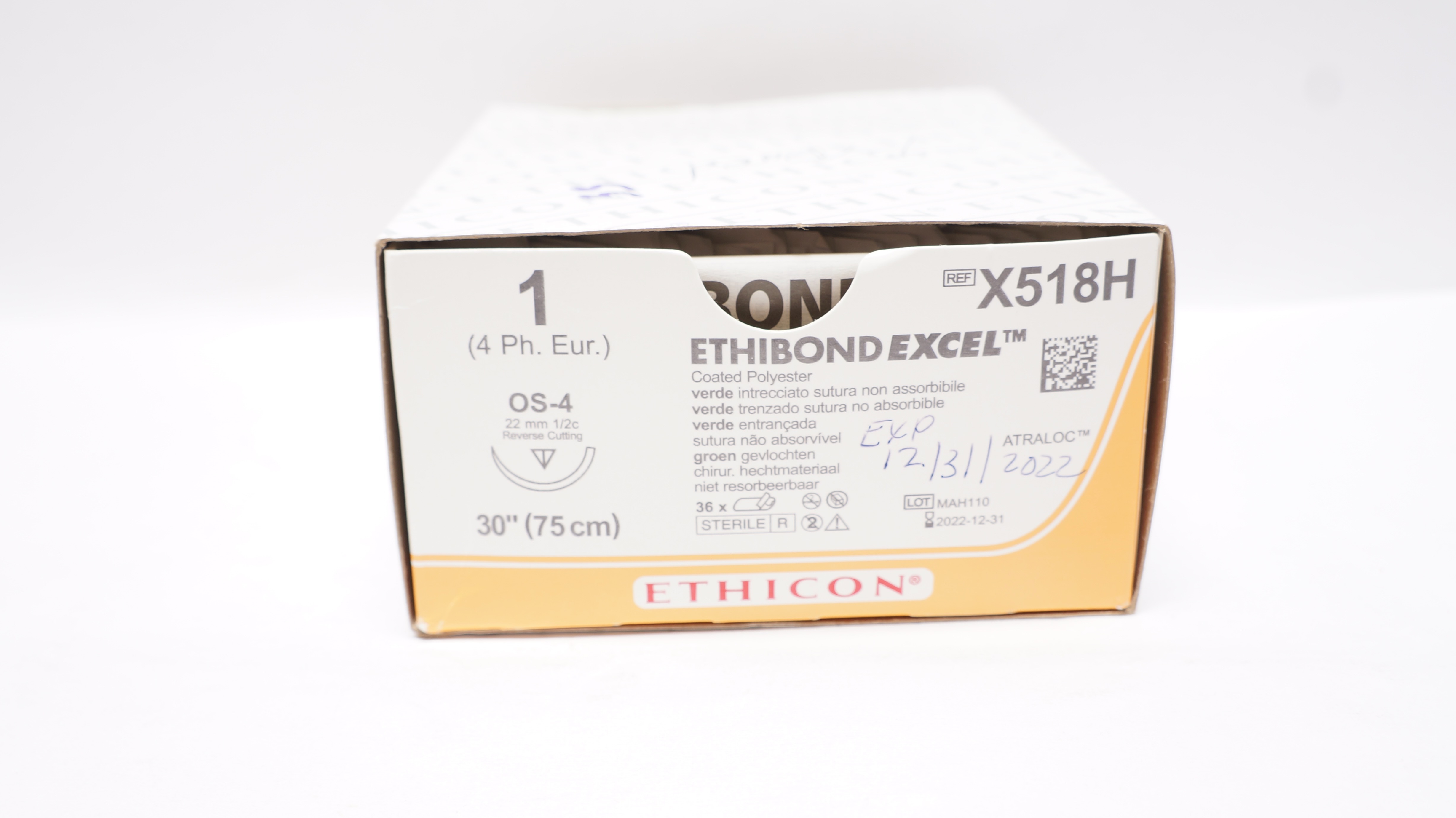 Ethicon X518H 1 Ethibond Stre OS-4 22mm 1/2c Reverse Cutting 30inch-Box of 33(x)