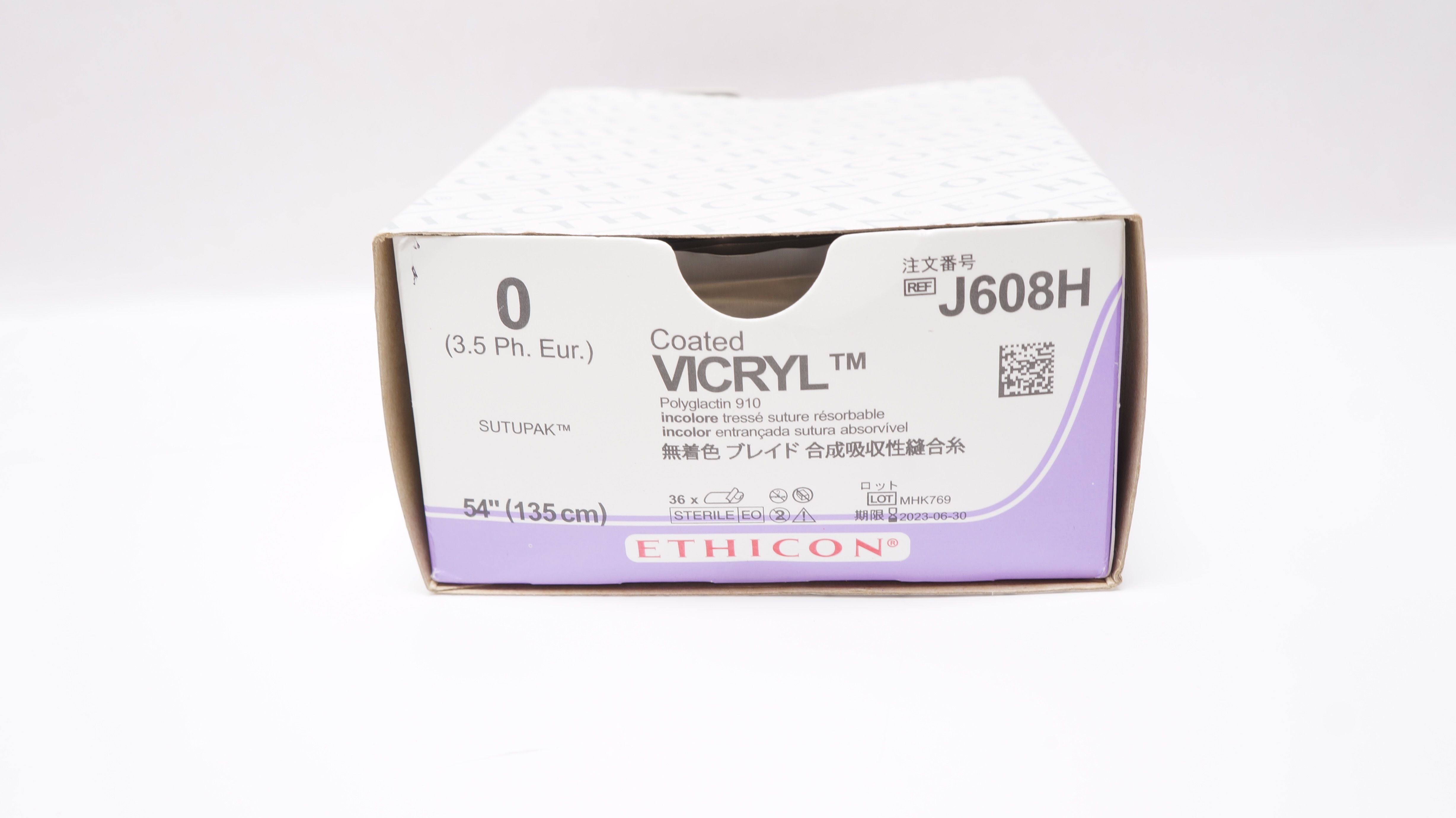 Ethcon J608H 0 Coated Vicryl Polyglactin 910 Stre Sutupak 54inch (x) - Box of 34