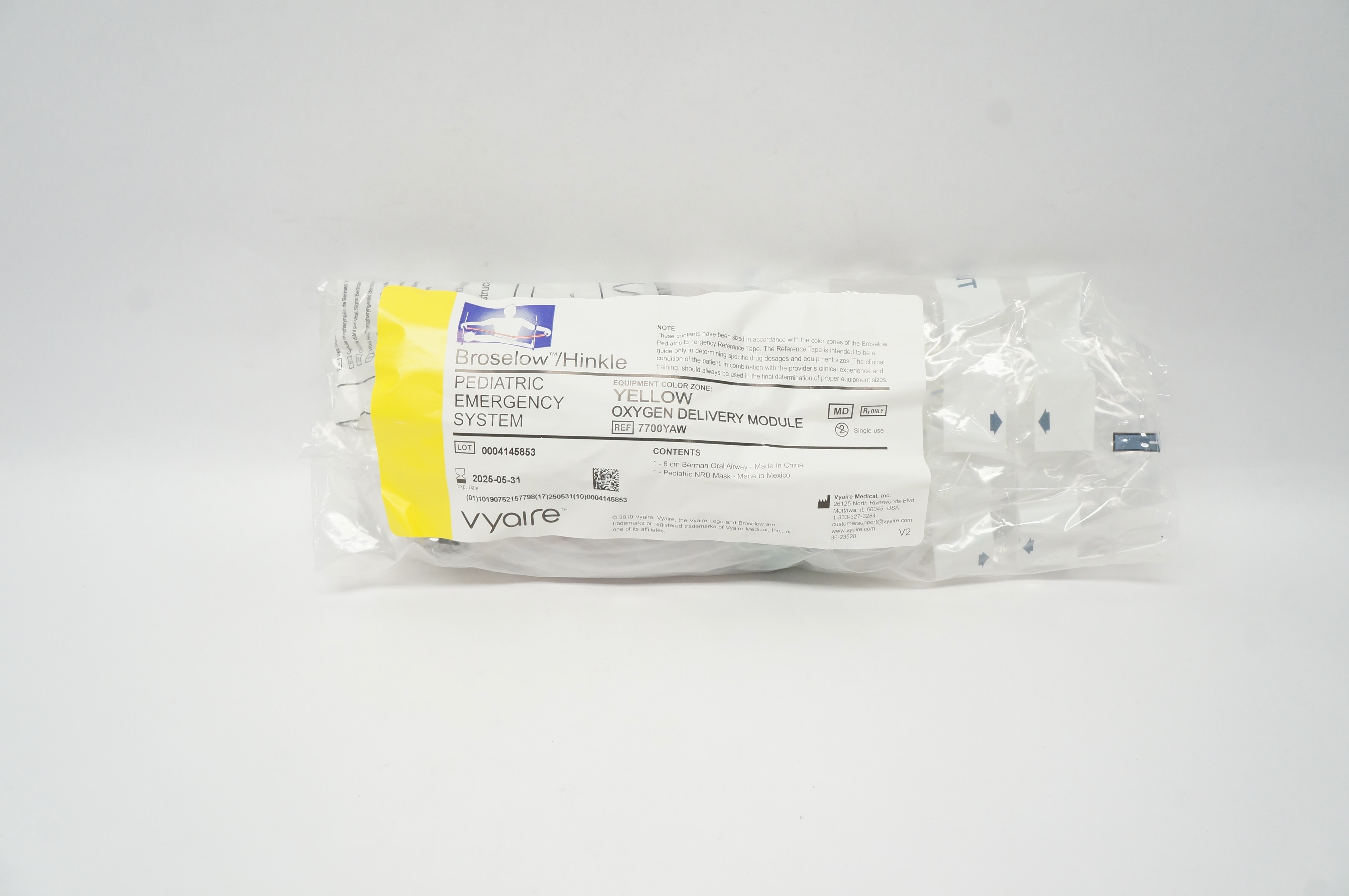 Vyaire 7700YAW Broselow/Hinkle Emergency System Yellow Oxygen DeliveryModule