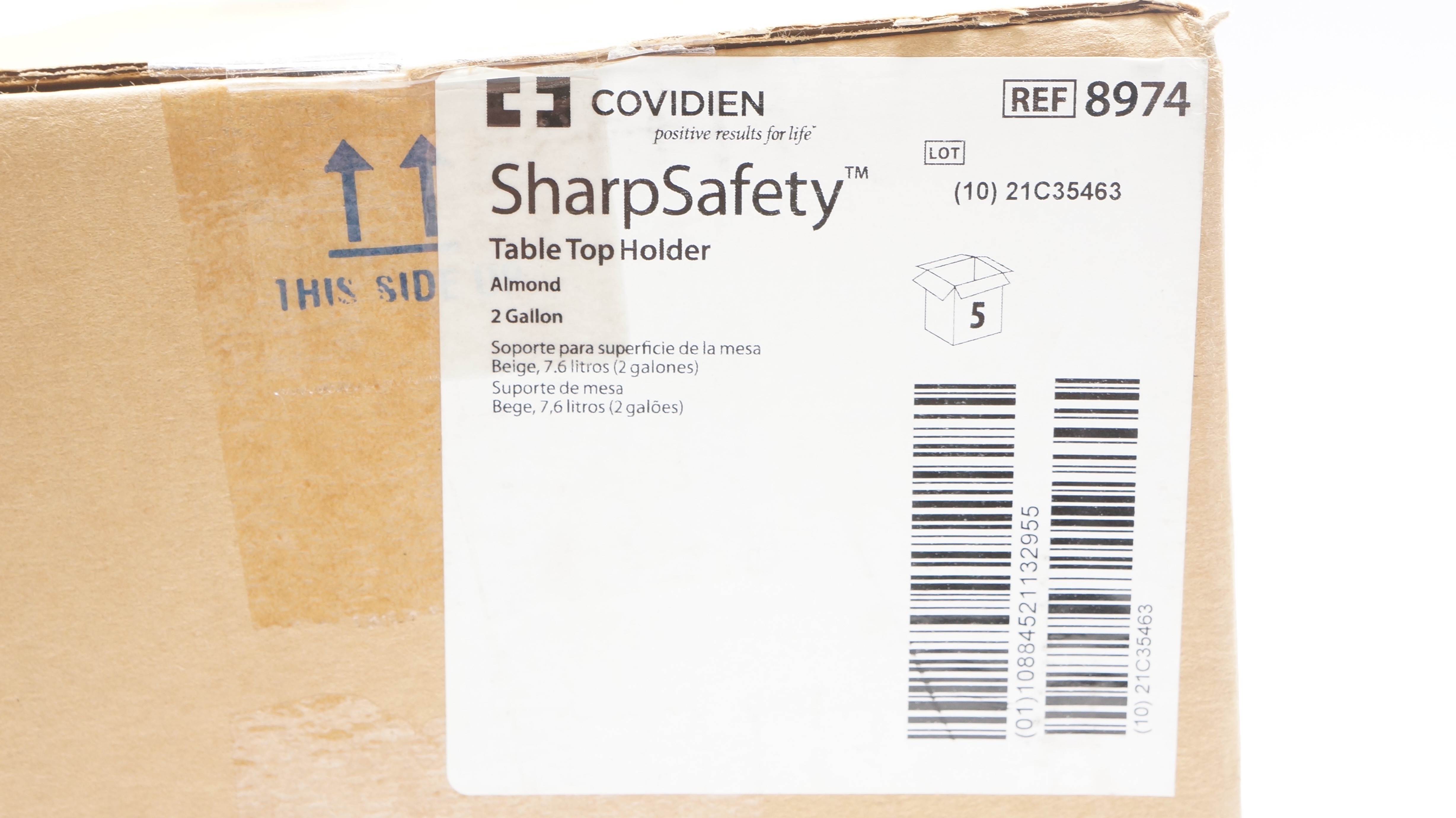 Covidien 8974 SharpSafety Table Top Holder Almond 2 Gallon - Box of 5