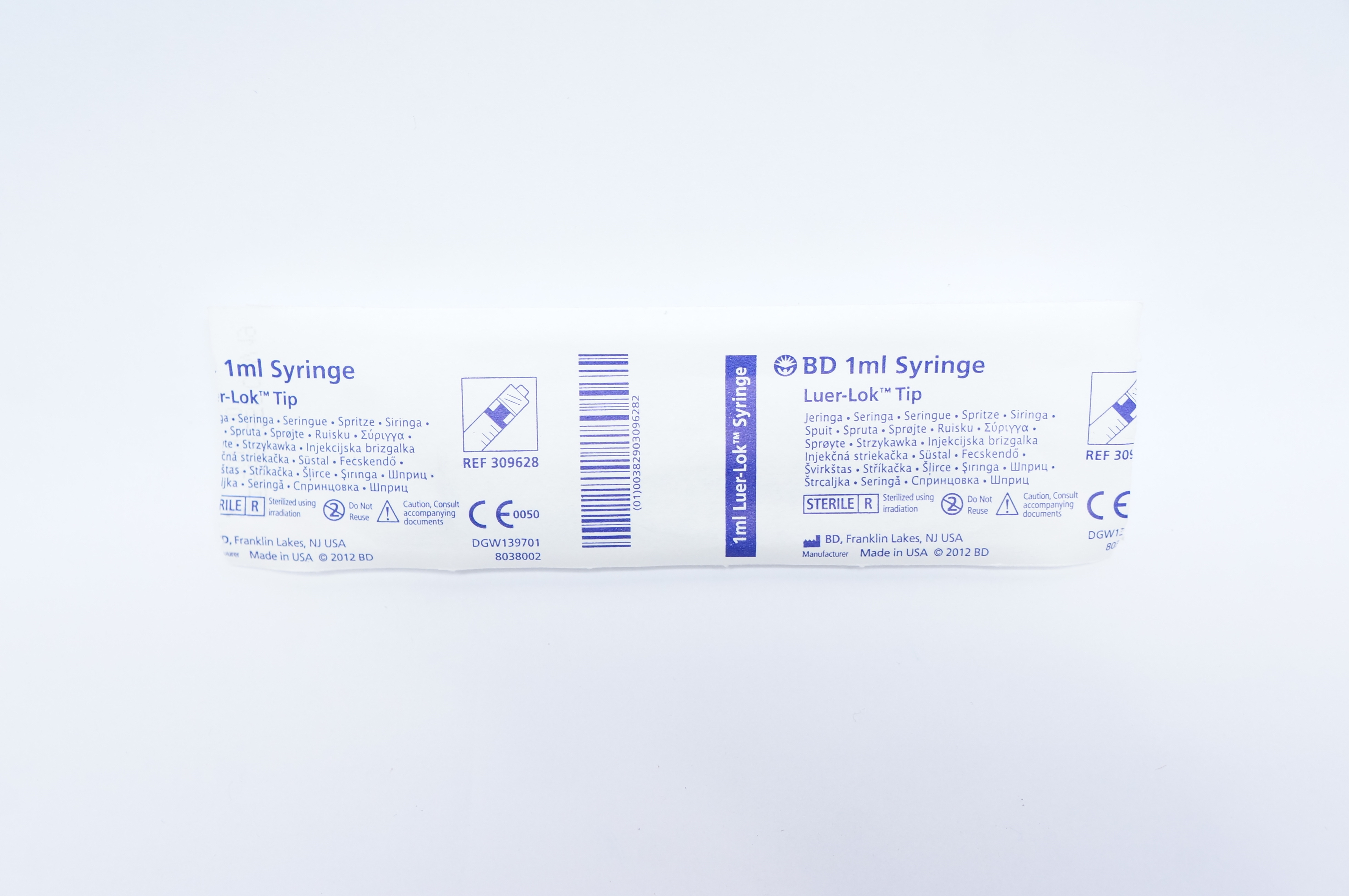 BD 309628 1ml Syringe Luer Lok Tip (x)