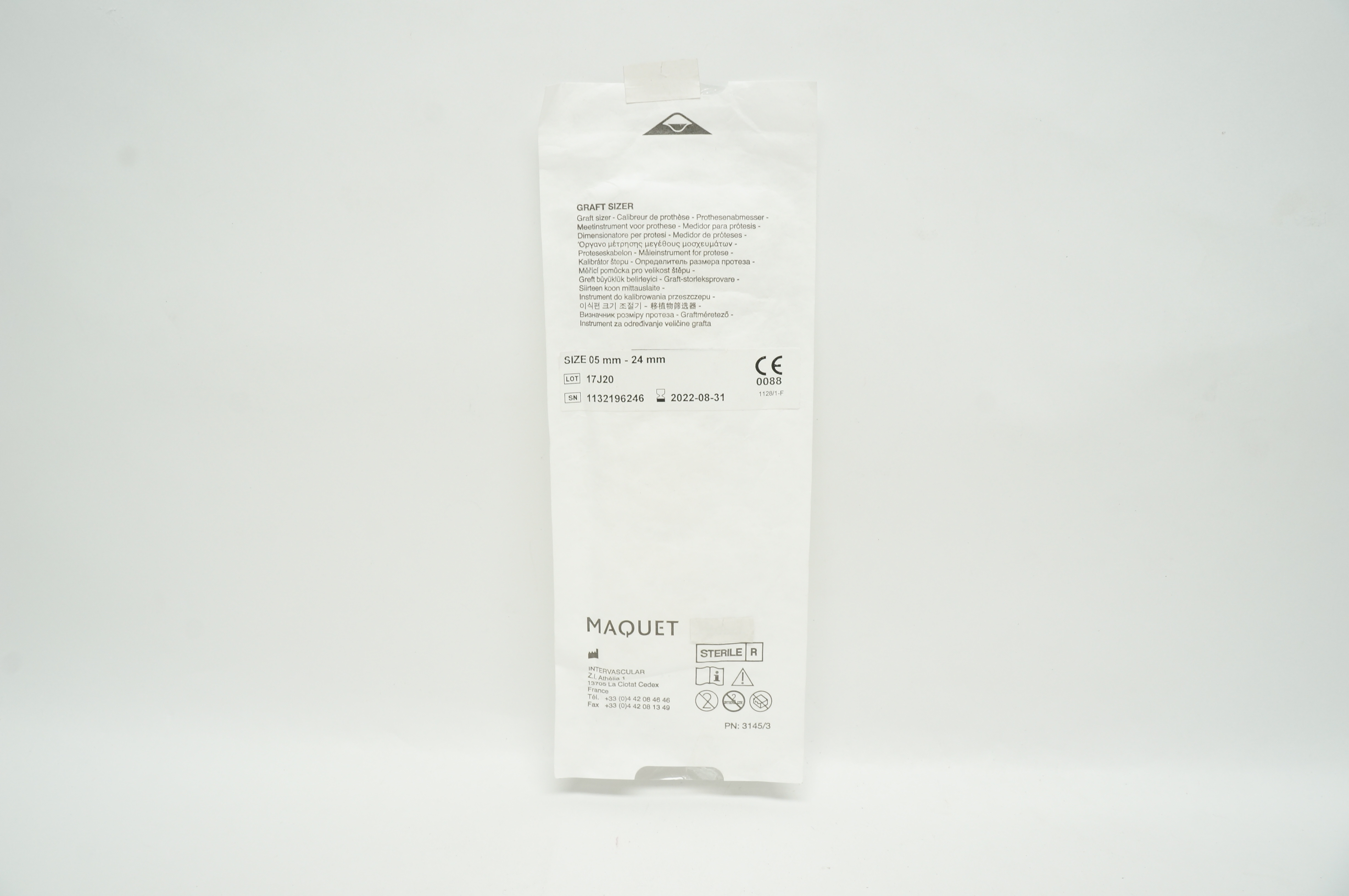 Intervascular 1132196246 Maquet Graft Sizer 05mm-24mm