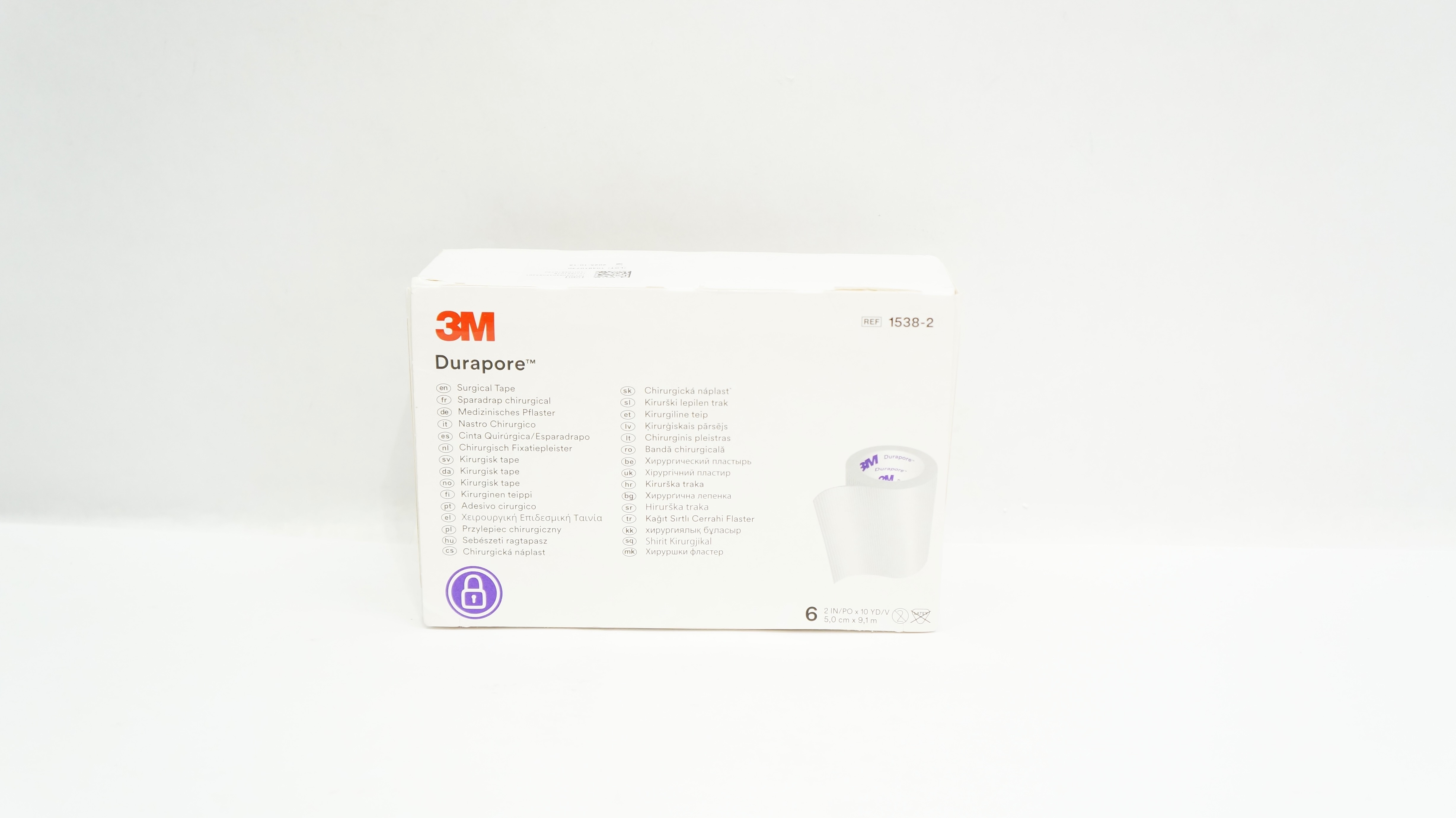 3M 1538-2 Durapore Surgical Tape 2inch x 10yd. - Box of 5