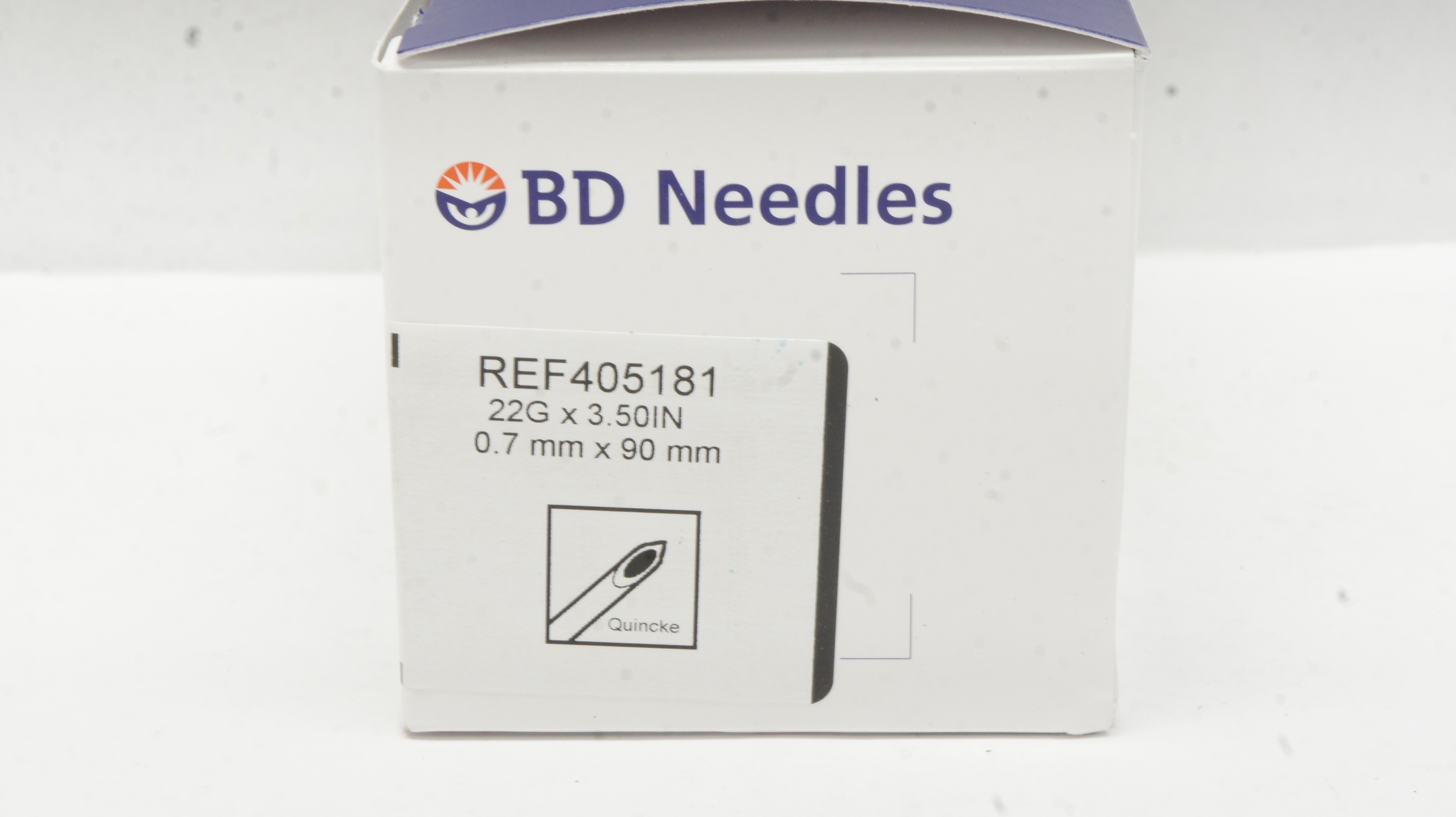 BD 405181 Becton Spinal Ndle Quincke Type Point 22G x 3.50inch - Box of 20