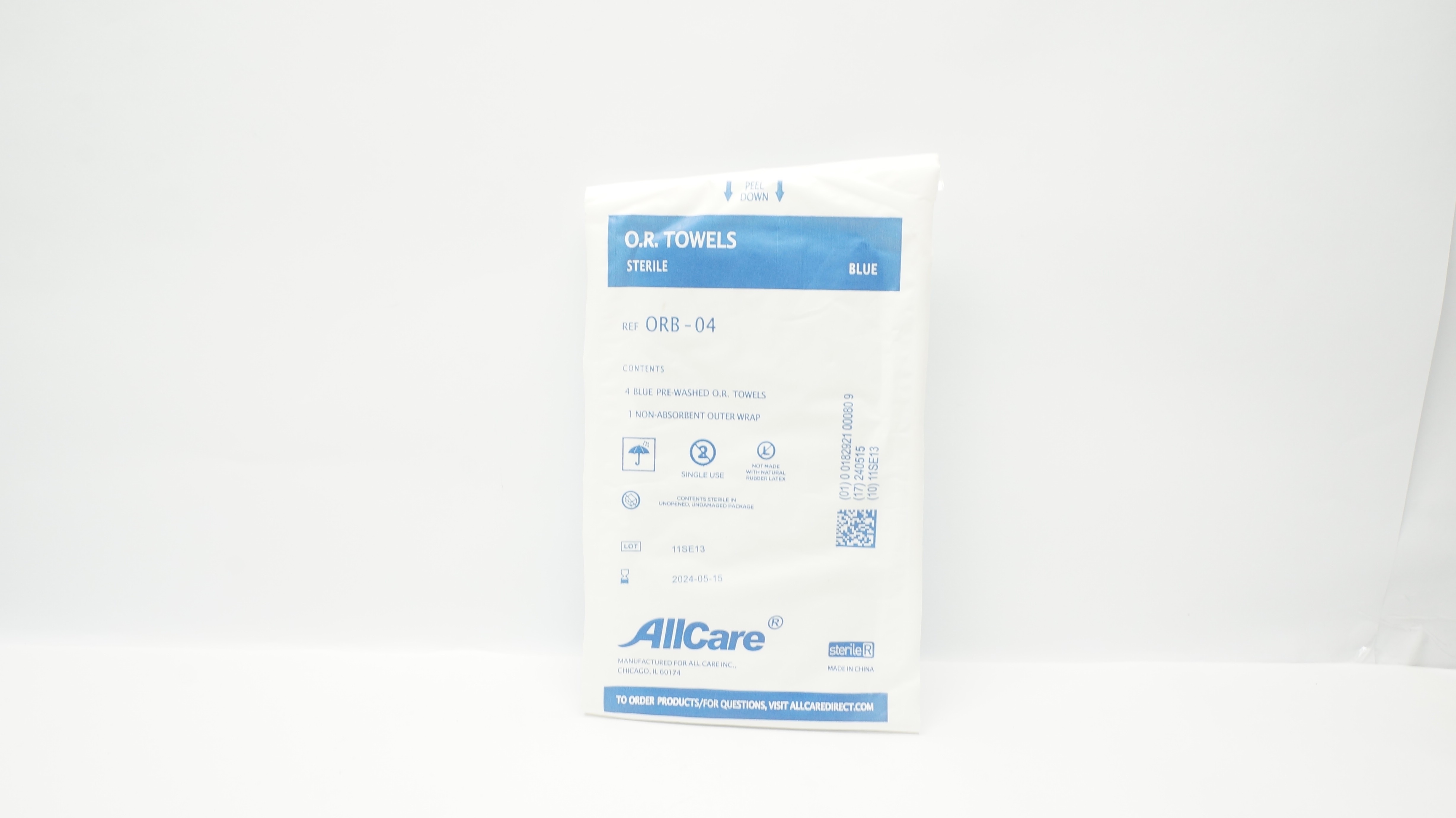 AllCare ORB-04 O.R. Towels 16 x 26inch , Blue, Sterile (x) - Pack of 4