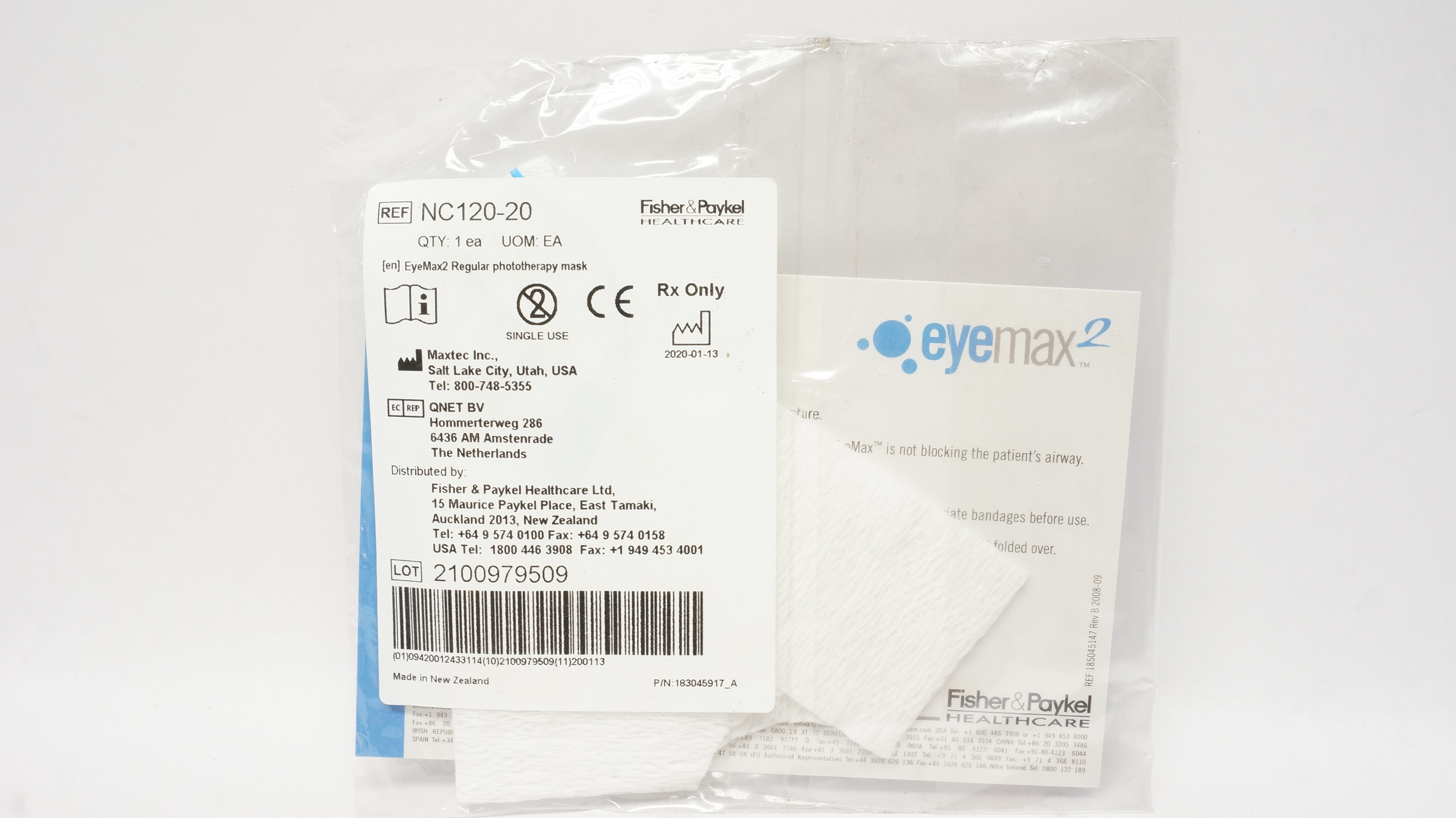 Fisher&Paykel NC120-20 EyeMax2 Regular Phototherapy Mask OFC 33-38 cm