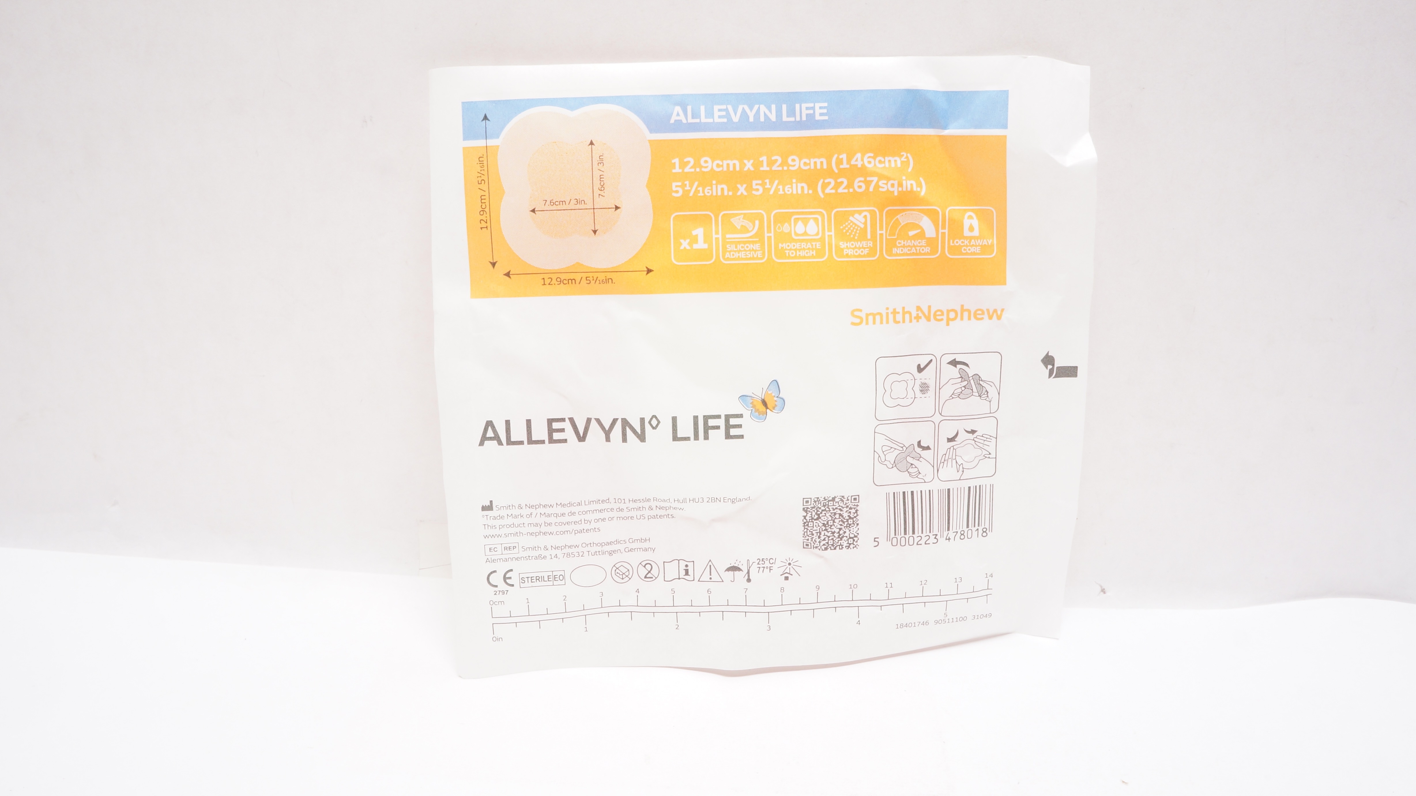 Smith&Nephew 66801068 AllevynLife Silicone Gel Foam Dressing 5-1/16 x 5-1/16inch