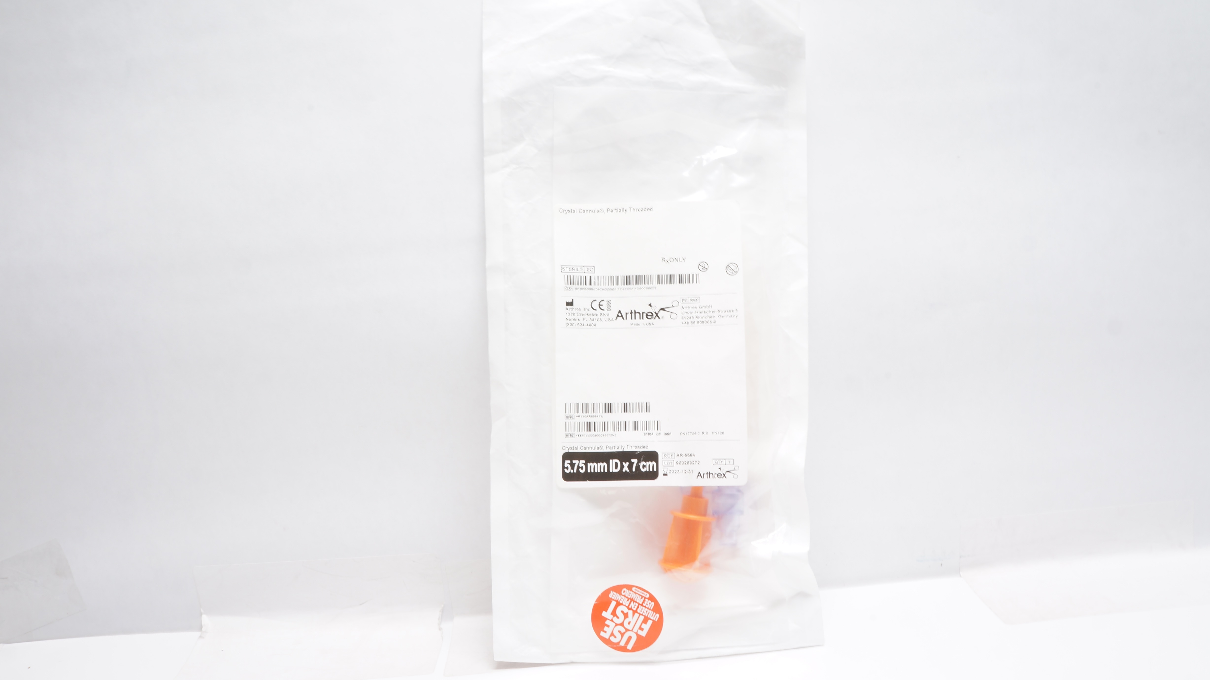 Arthrex AR-6564 Crystal Cannula,Partially Threaded 5.75mm ID x 7cm (x)