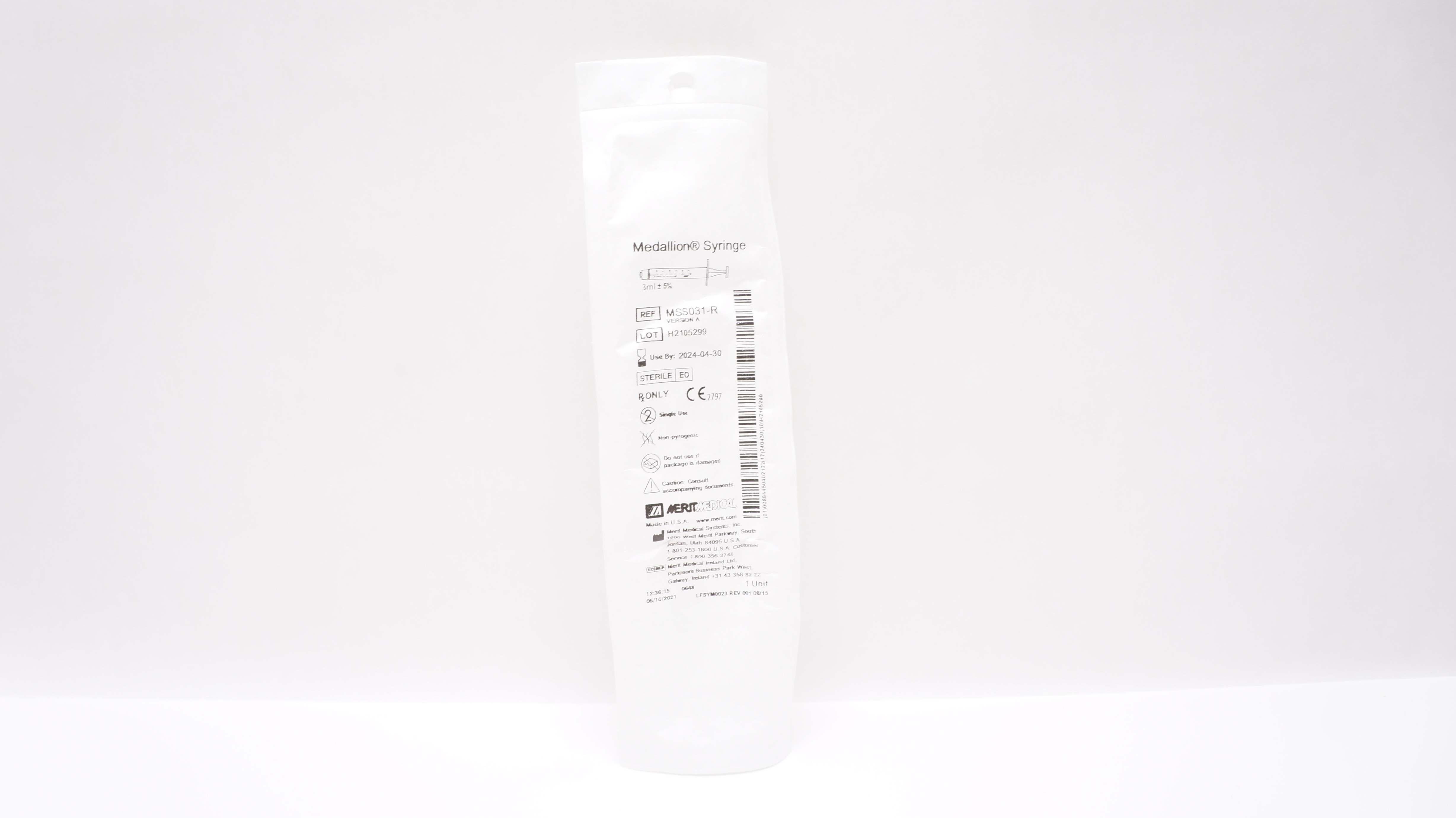 MeritMedical MSS031-R Medallion Syringe 3mL ± 5%