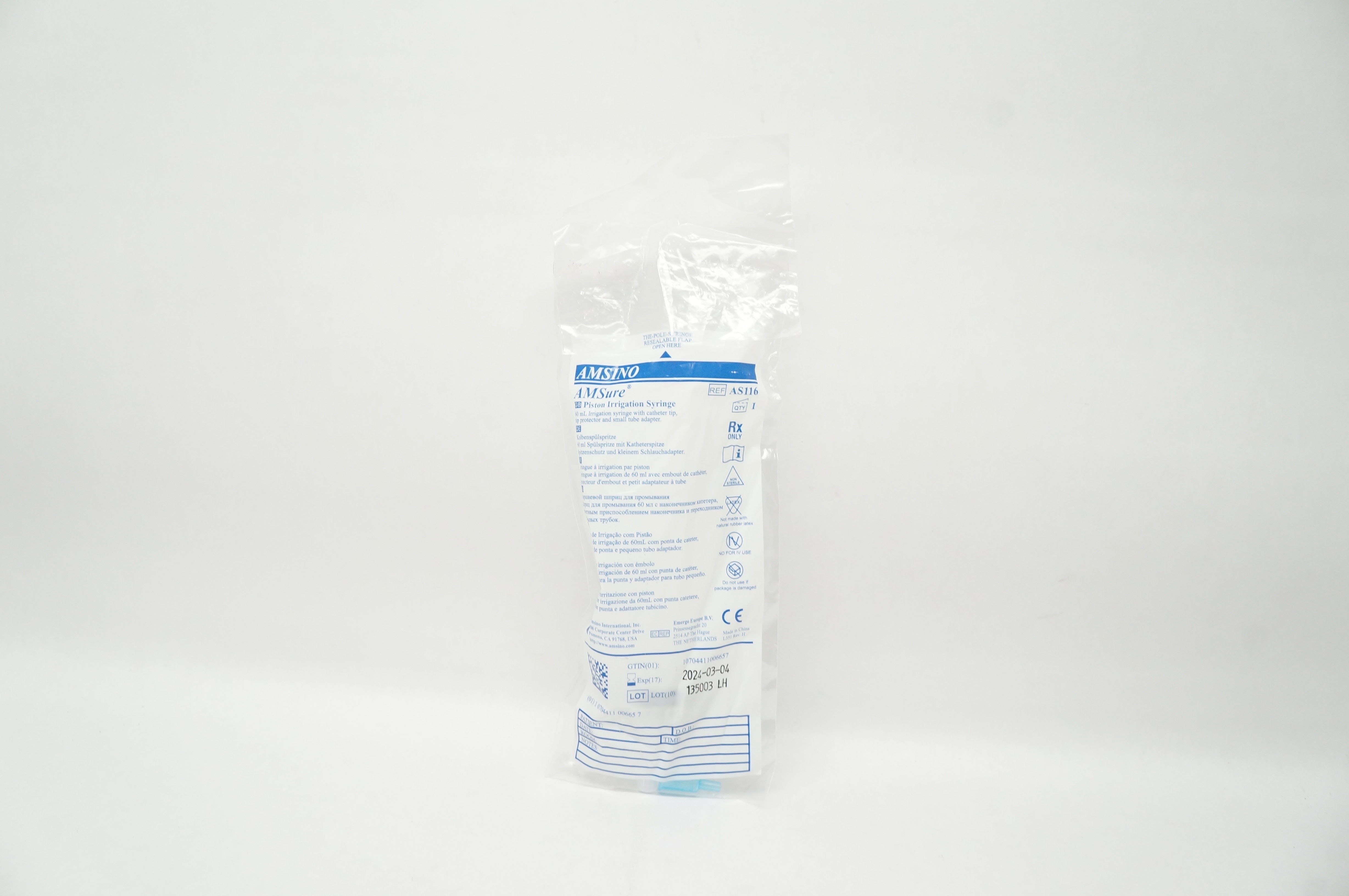 Amsino AS116 AMSure Piston Irrigation Syringe