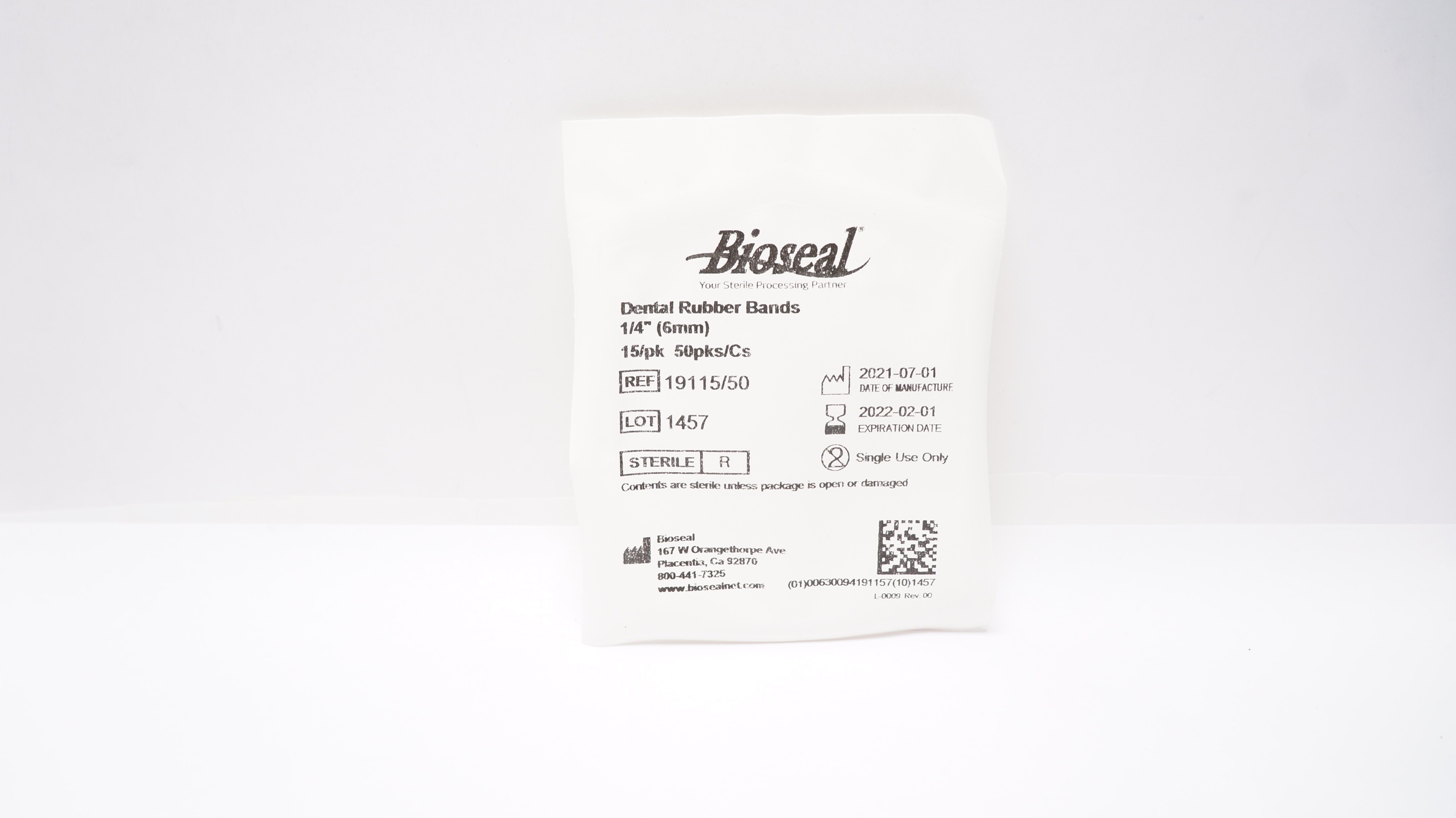 Bioseal 19115/50 Dental Rubber Bands 1/4inch 15/pk 50pks/Cs (x)