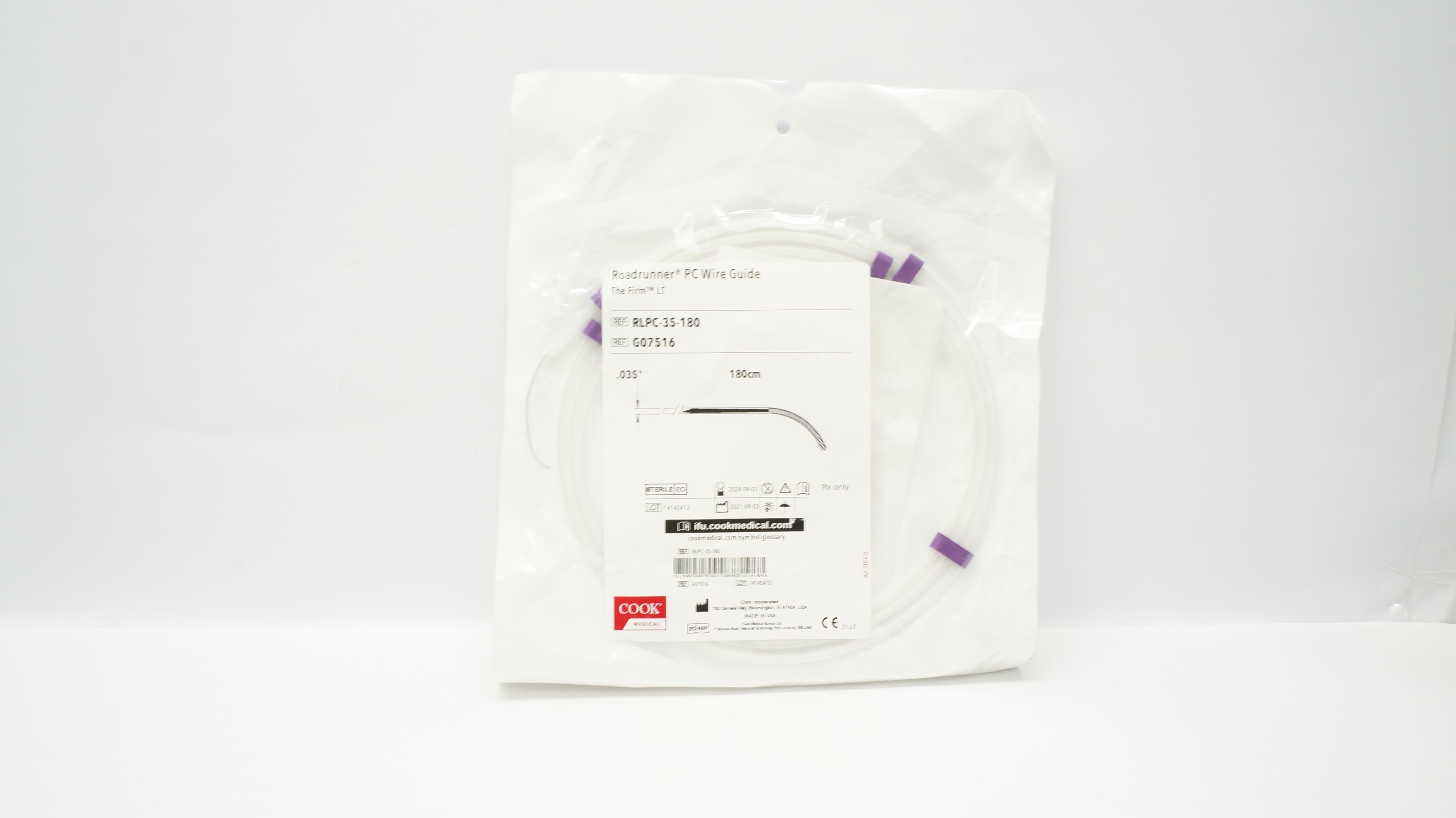 Cook Medical G07516 RoadRunner PC Wire Guide 0.035in x 180cm (x)