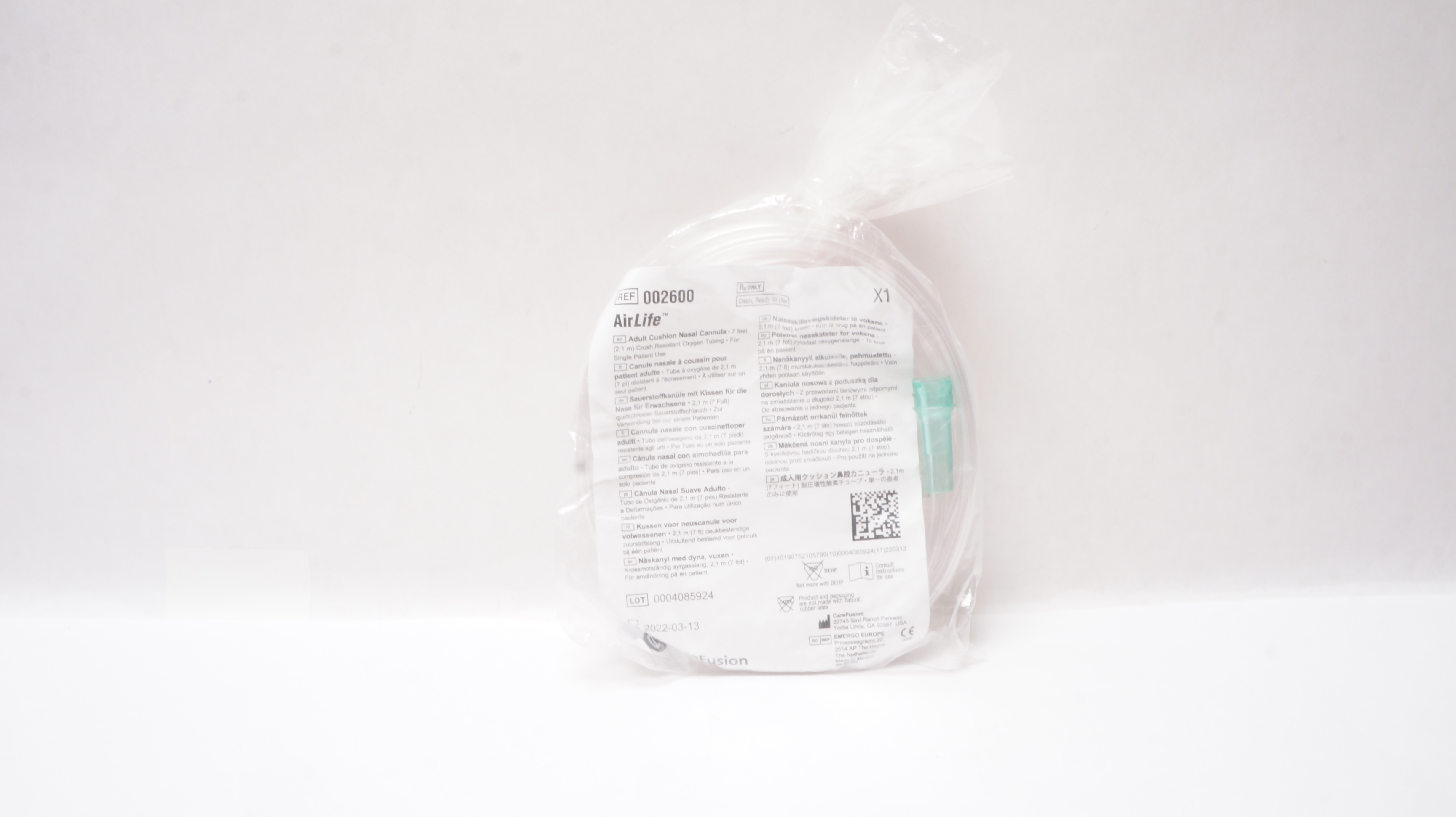 CareFusion 002600 AirLife Adult Cushion Nasal Cannula w/Oxygen Tubing 7 feet (x)