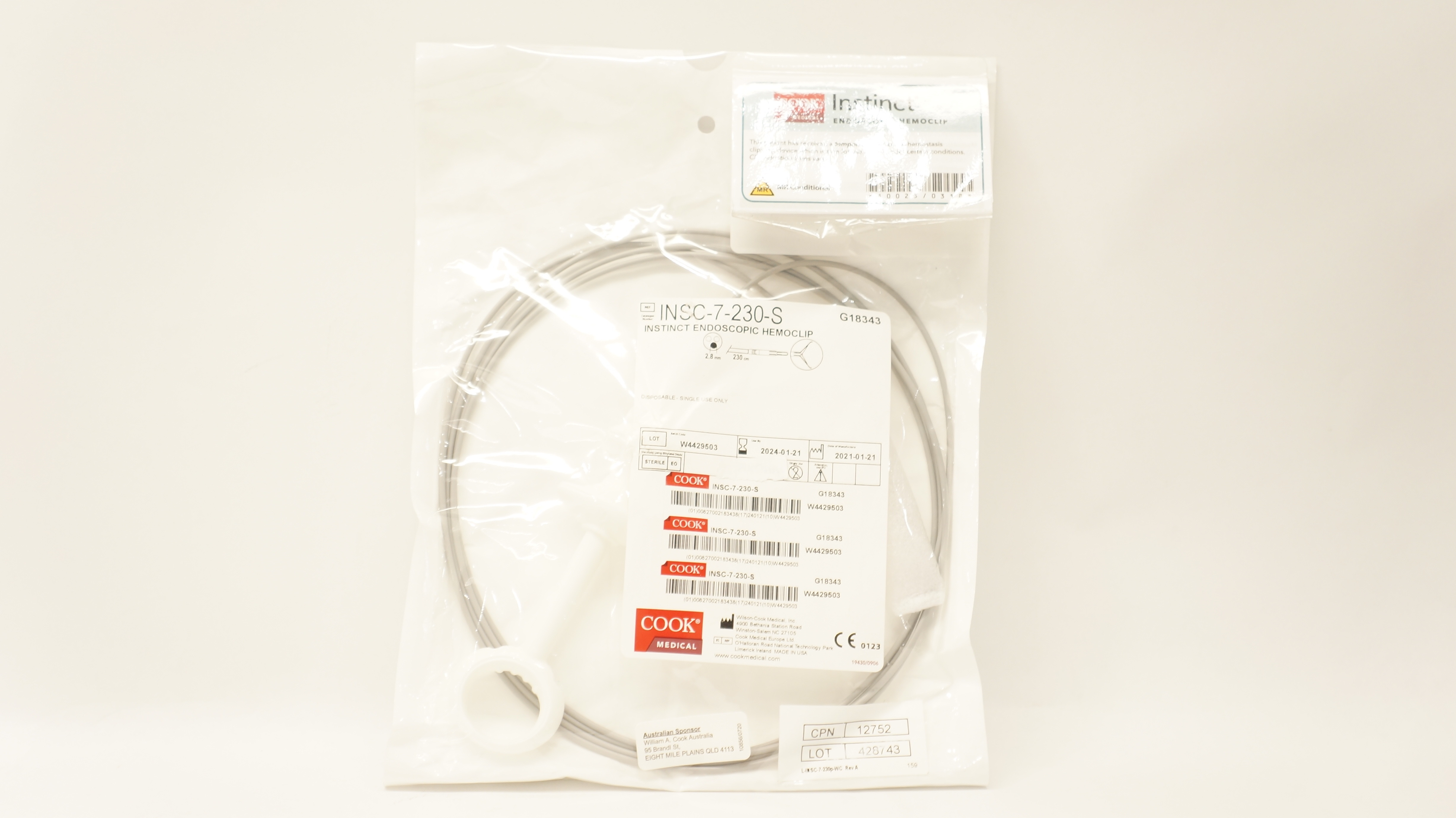 Cook Medical G18343 Instinct Endoscopic Hemoclip 2.8mm x 230cm