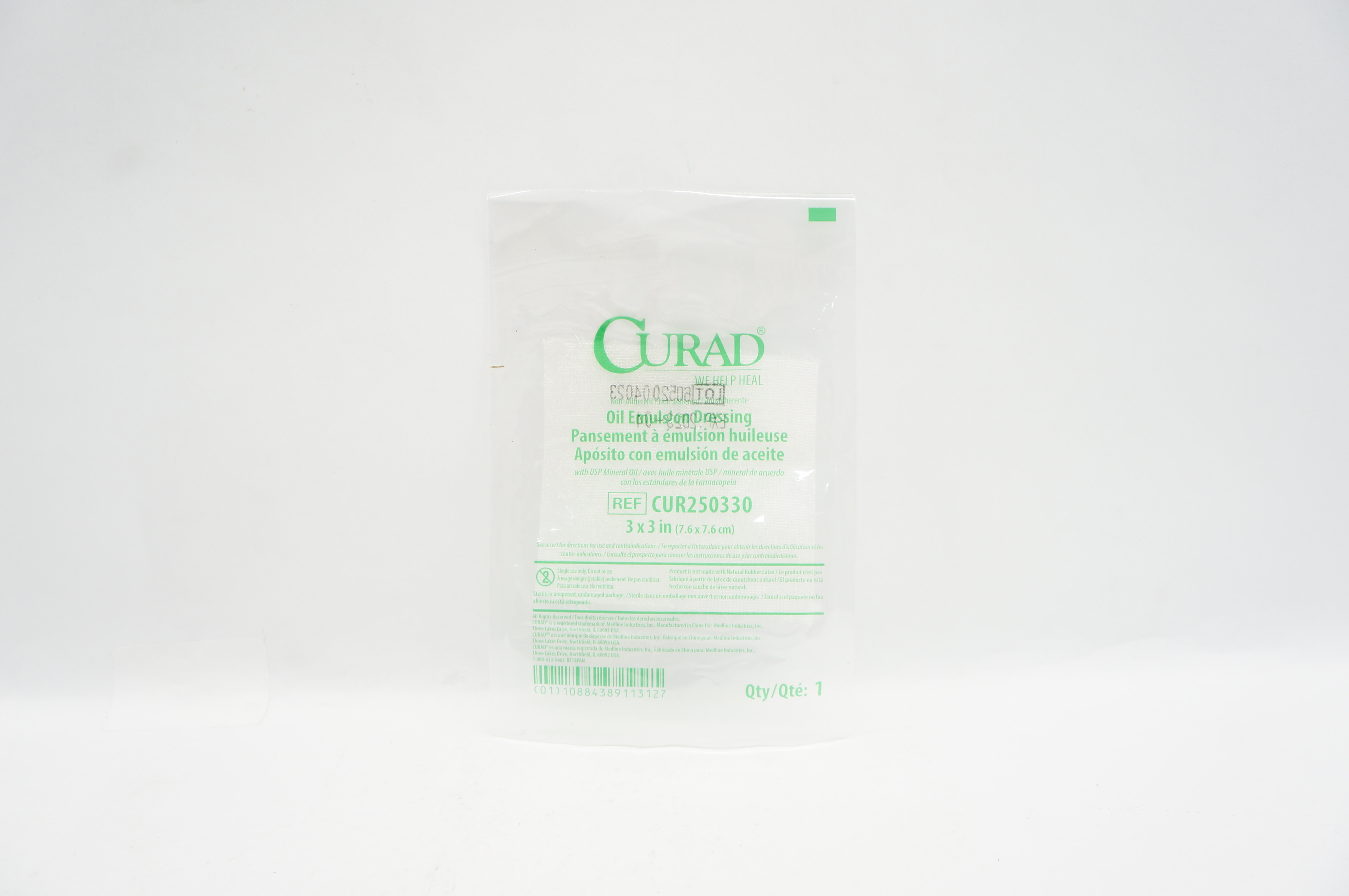 Medline CUR250330 Curad Non-Adherent Oil Emulsion Dressing 3inch x 3inch (x)