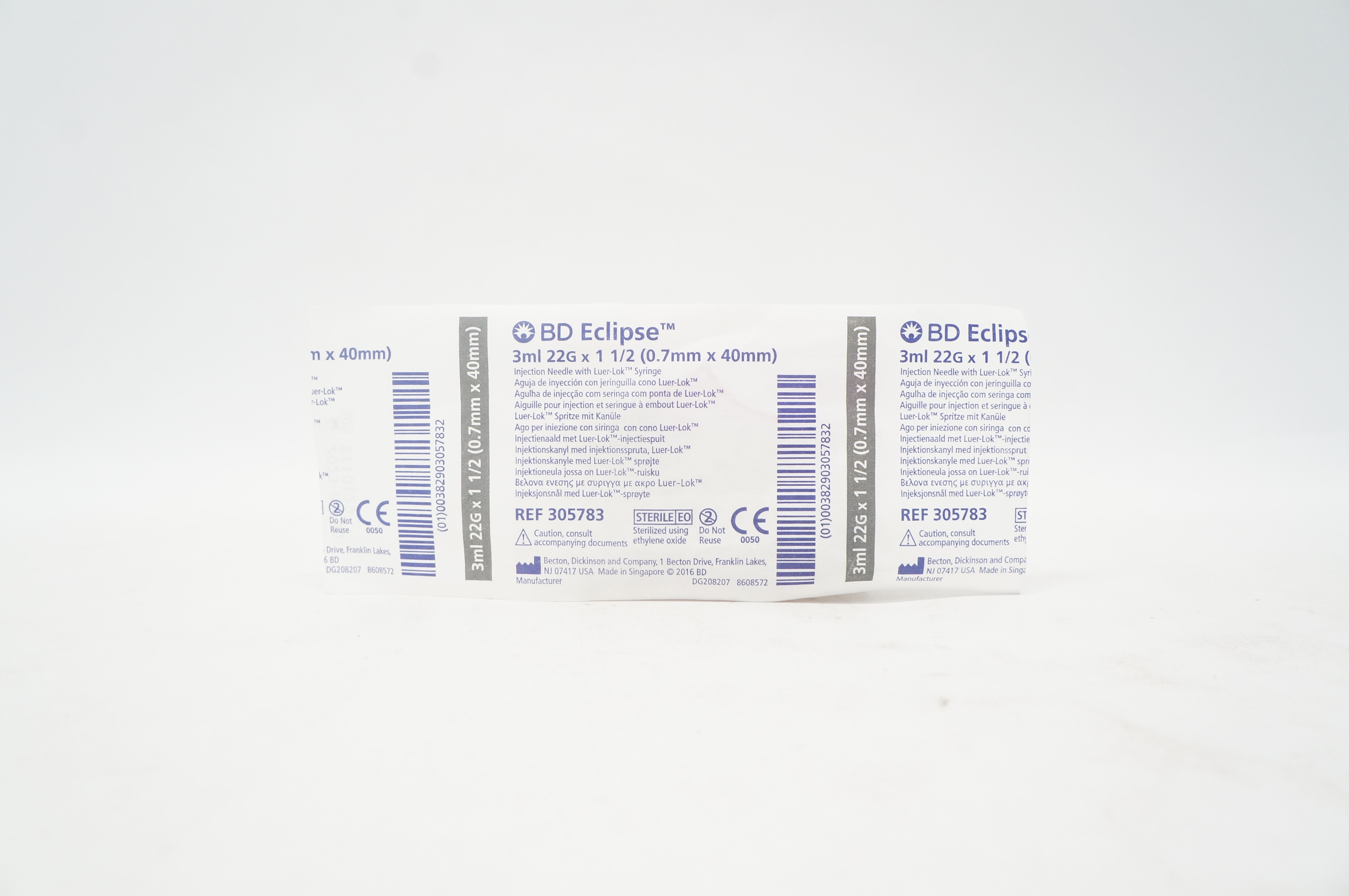 BD 305783 Eclipse Injection Ndle with Luer-Lok Syringe 3ml, 22G x 1 1/2inch