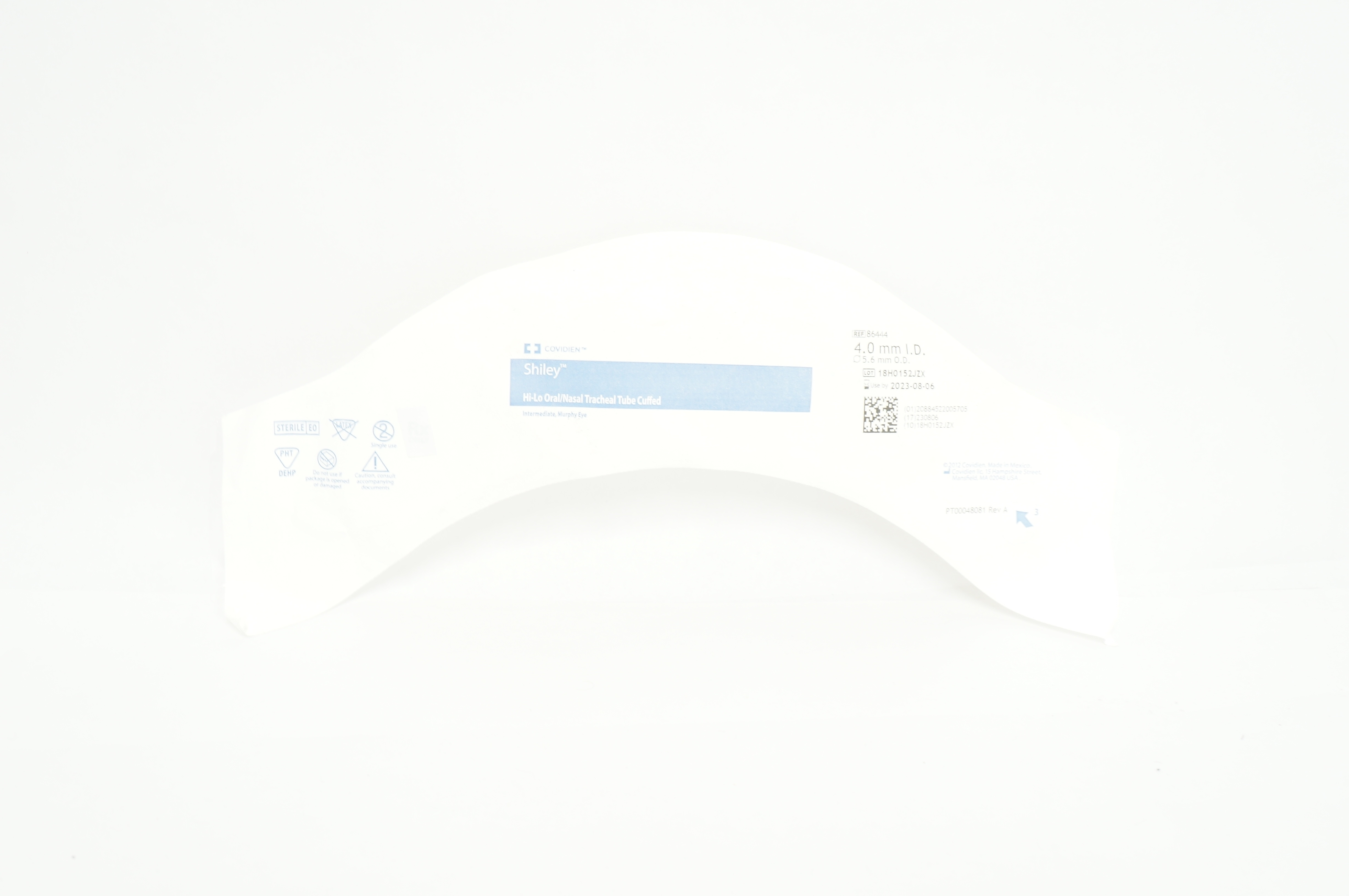 Covidien 86444 Shiley Hi-Lo Oral/Nasal Tracheal Tube Cuffed 4.0mm ID