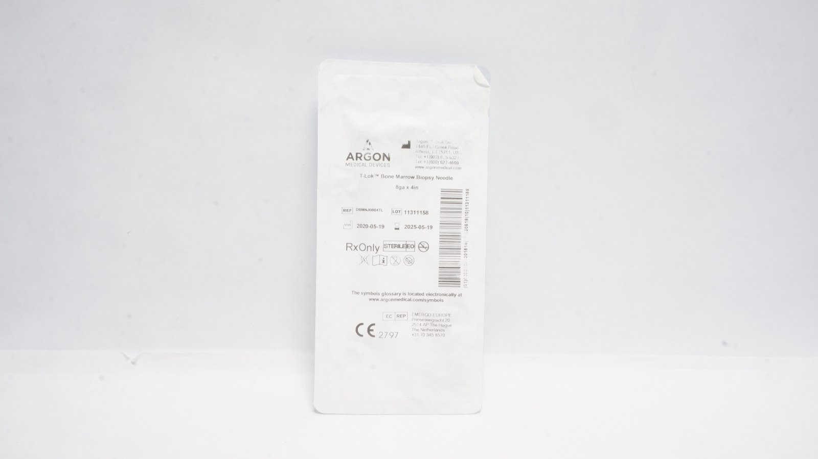 Argon DBMNJ0804TL T-Lok Bone Marrow Biopsy Needle 8ga x 4in
