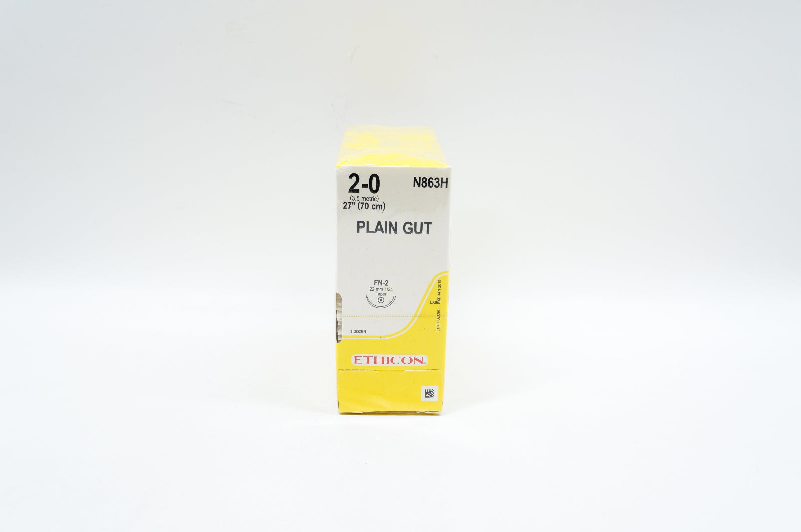 Ethicon N863H 2-0 PLAIN GUT, FN-2, 22mm 1/2c Taper, 27inch (x) - Box of 36