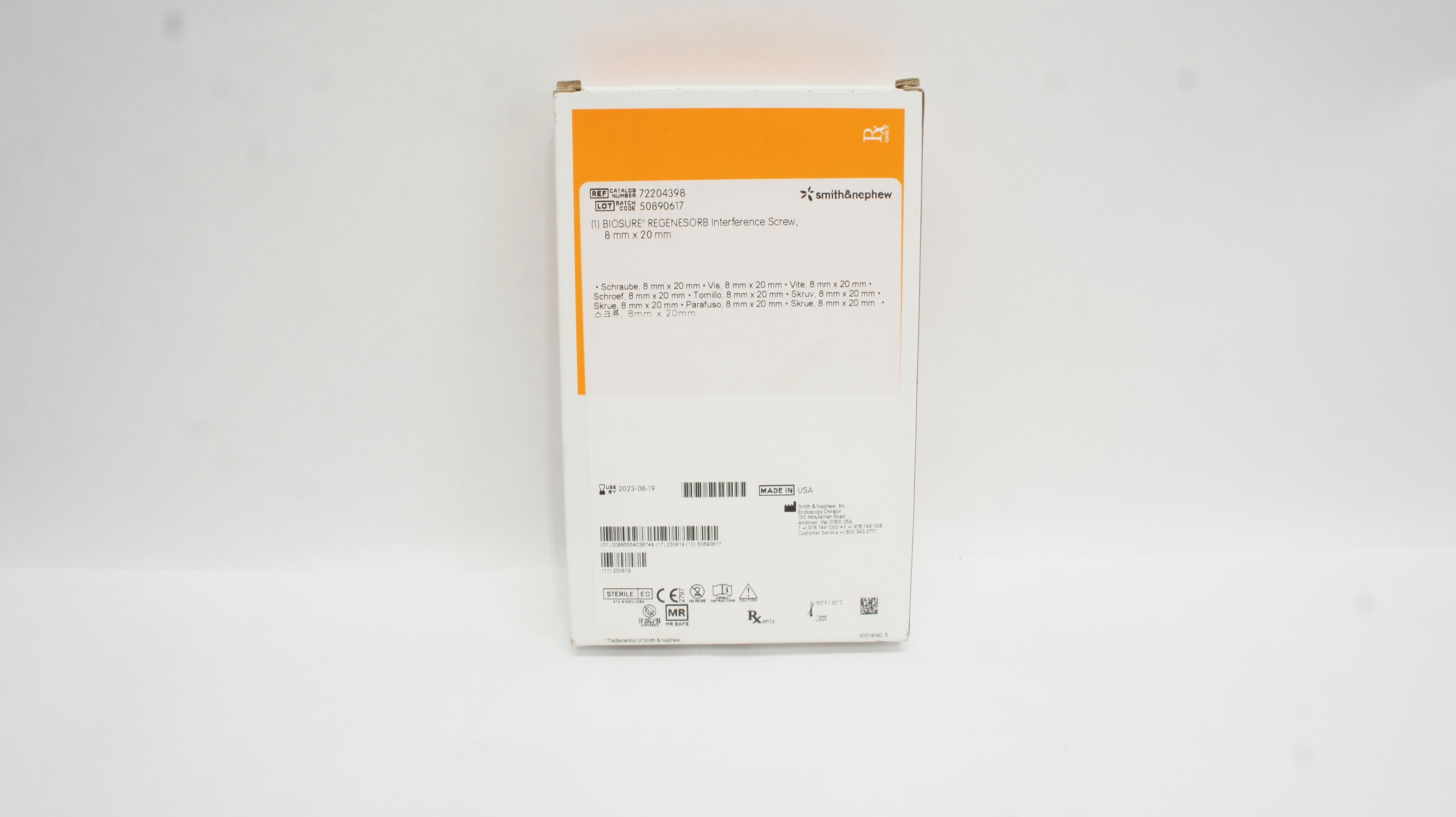 Smith&Nephew 72204398 BIOSURE REGENESORB Interference Screw 8mm x 20mm (x)