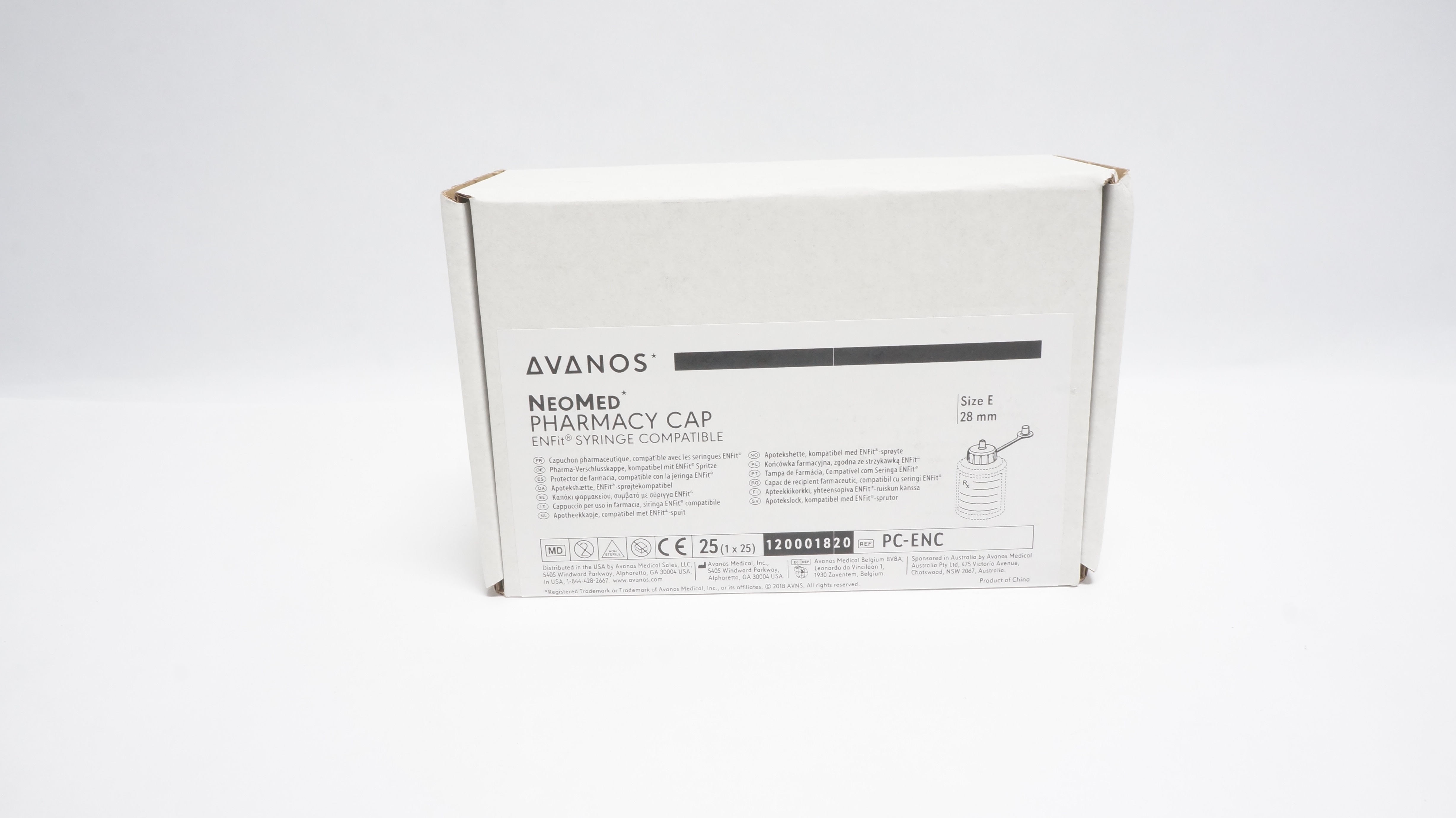 Avanos PC-ENC NeoMed Pharmacy Cap Size E, 28mm - Box of 25