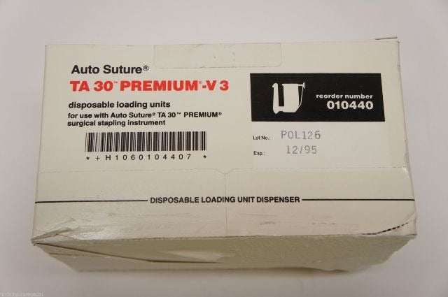 010440 ~ AutoSuture Ta 30 Premium V3 Disposable Loading Units ~ Box of 12